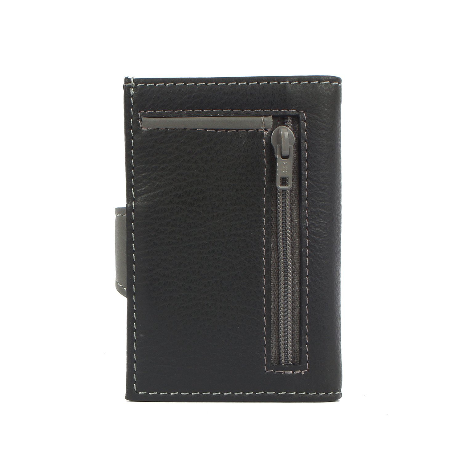 Margelisch Mini black Geldbörse single leather, aus Kreditkartenbörse Leder noonyu Upcycling