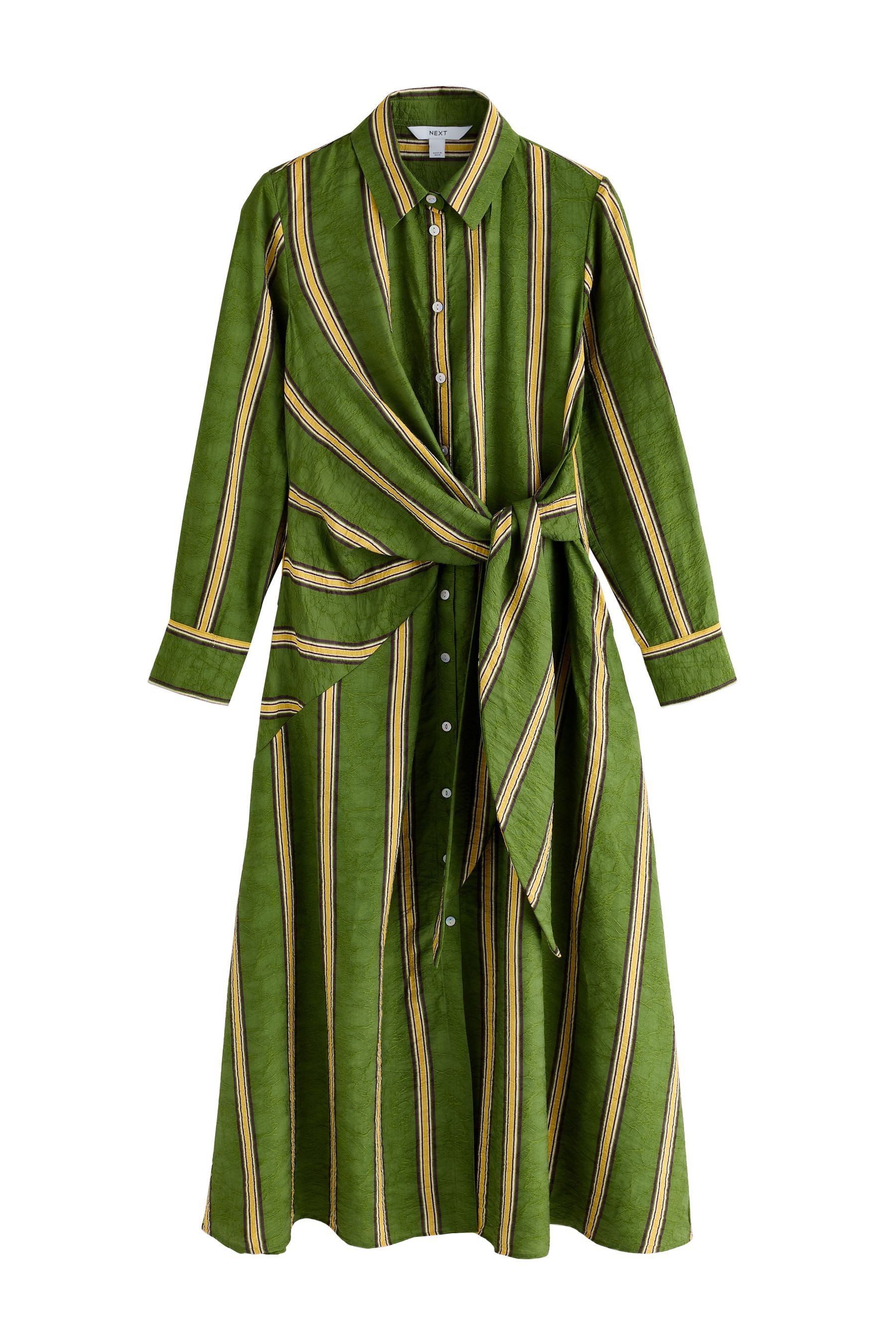 Next Hemdblusenkleid Langärmeliges Midi-Hemdkleid mit Bindegürtel (1-tlg)