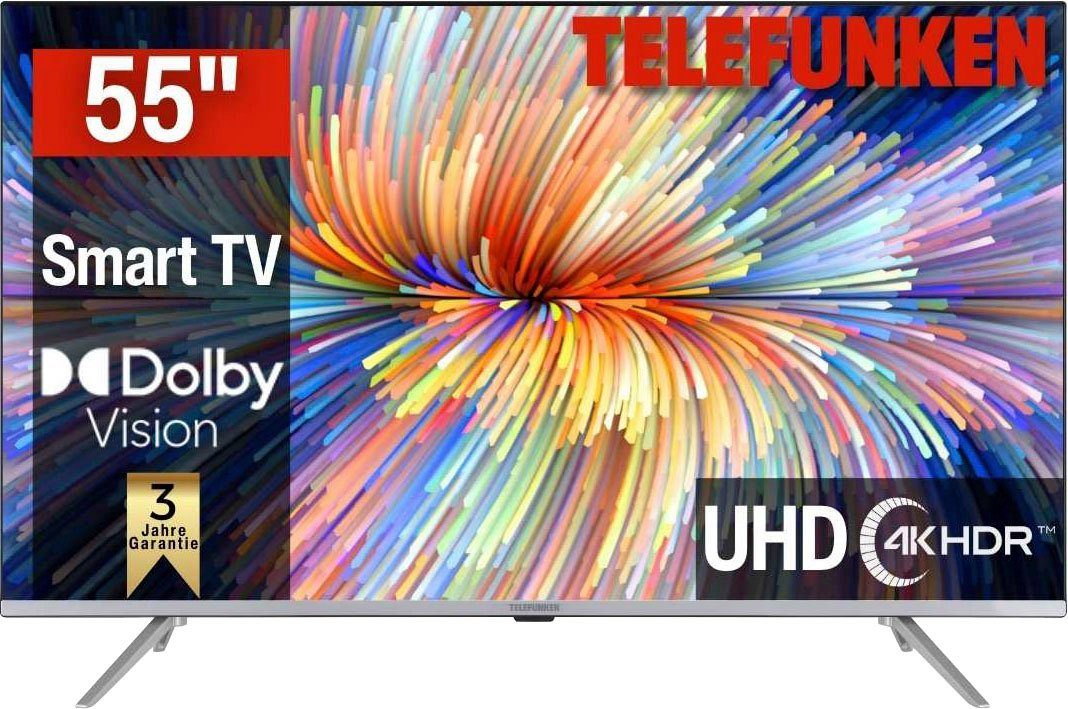 D55V850M5CWH Ultra 4K cm/55 Zoll, Telefunken (138 HD, LED-Fernseher Smart-TV)