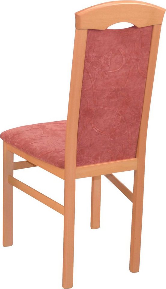 Home affaire 4-Fußstuhl »Edda« (Set, 2 Stück), Gestell aus Massivholz Buche, naturfarben gebeizt und lackiert, Sitz und Rücken schaumstoffgepolstert, Stoffbezug, eingearbeitete Griffmulde im oberen Rückenteil-kaufen