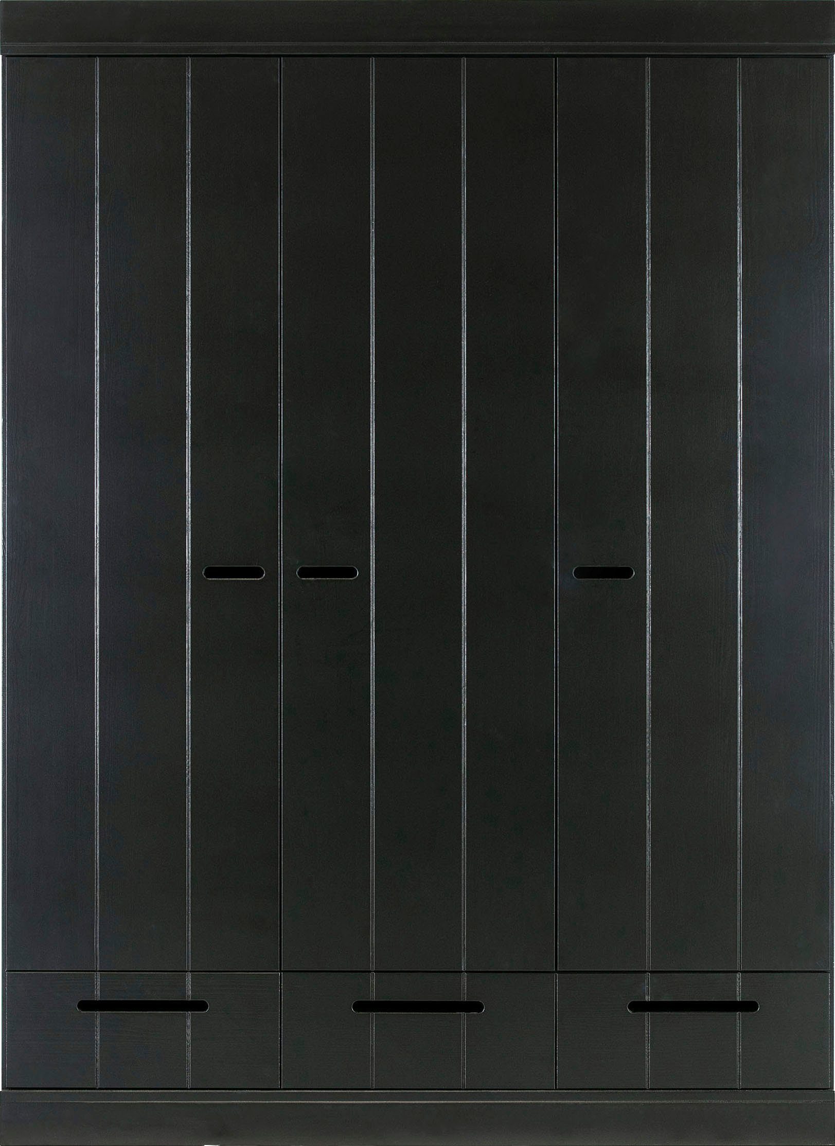WOOOD Kleiderschrank Connect FSC®-Kiefernholz Schlitzgriff, H 195 x B 140 x T 53 cm Melaminbeschichtete Böden, Metallführungen, einfach zu montierbar