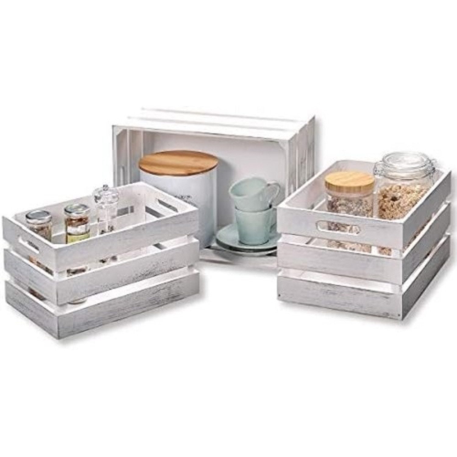 KESPER® Holzkiste KESPER 91670 Aufbewahrungsboxen 3er Set/Dekokisten aus Paulowinaholz