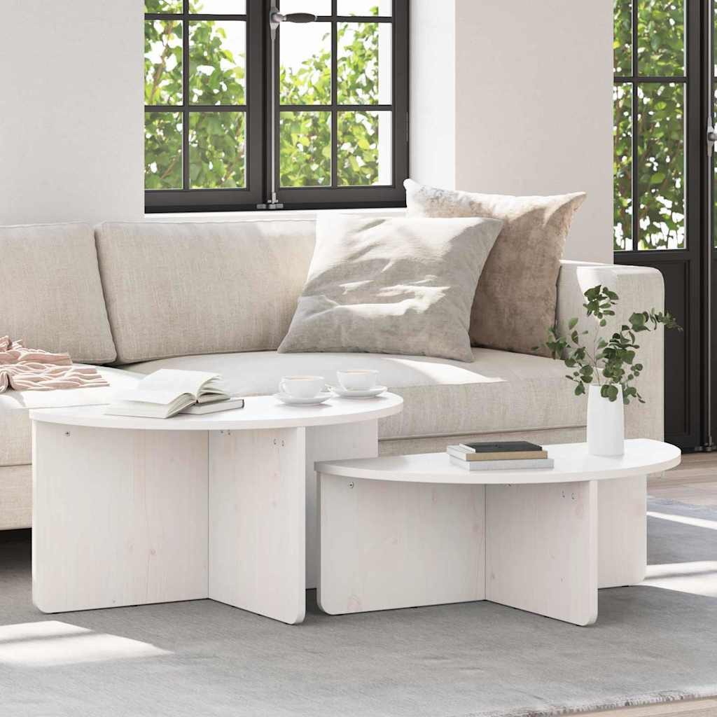 vidaXL Couchtisch Couchtisch 2 stk. Weiß 79 x 39,5 x 40 cm Massivholz Kiefer (2-St)
