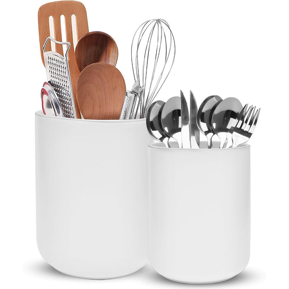 AFKSMILE Besteckhalter 2 Stück Küchenutensilienhalter, Utensilienhalter Keramik, Besteckkorb, Küchenhelfer Set, Kochutensilien-Töpfe für Spatel, Löffel, Pflanzen