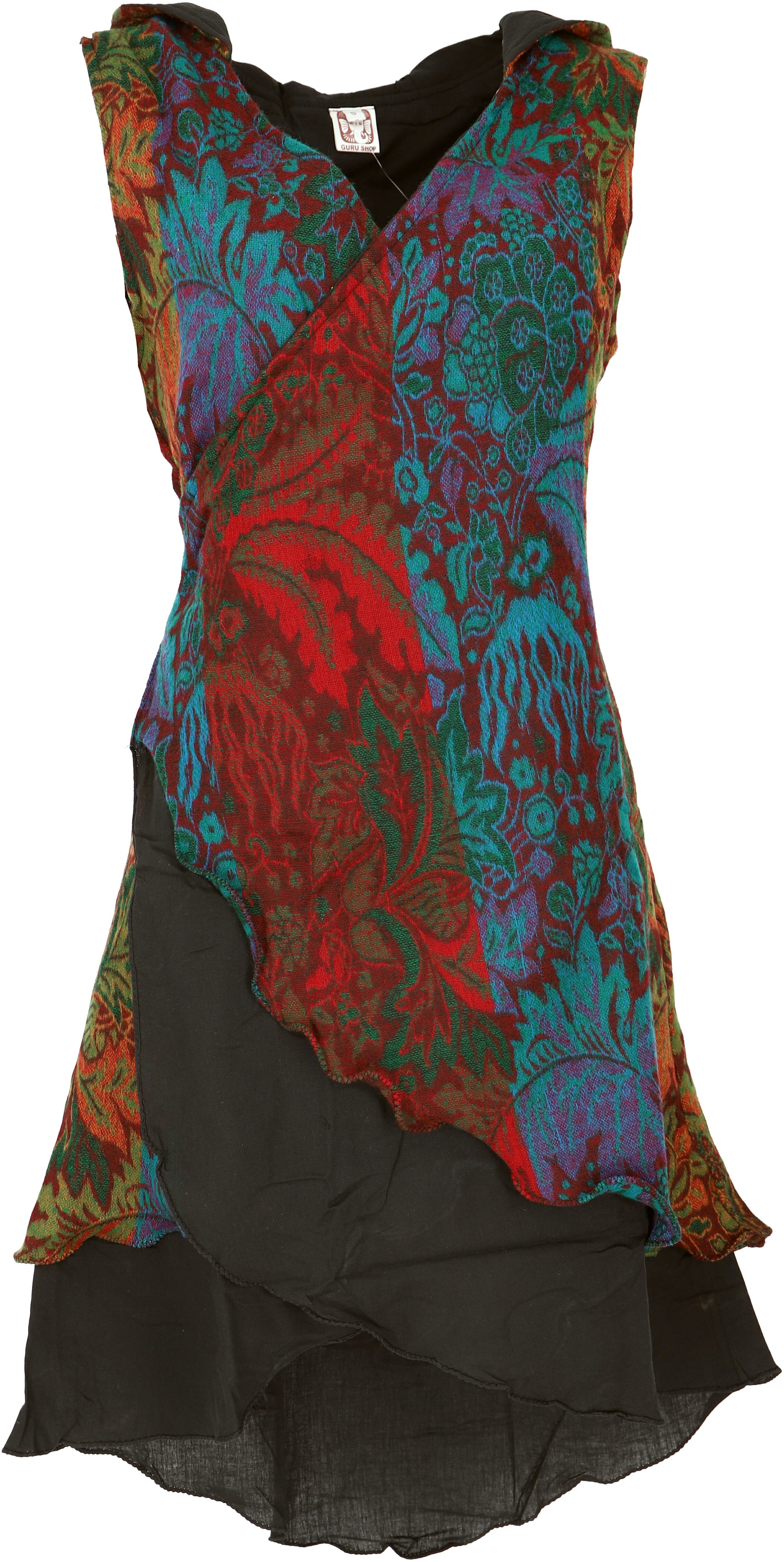 Guru-Shop Longbluse Flauschige Wickeltunika mit Zipfelkapuze,.. günstig online kaufen