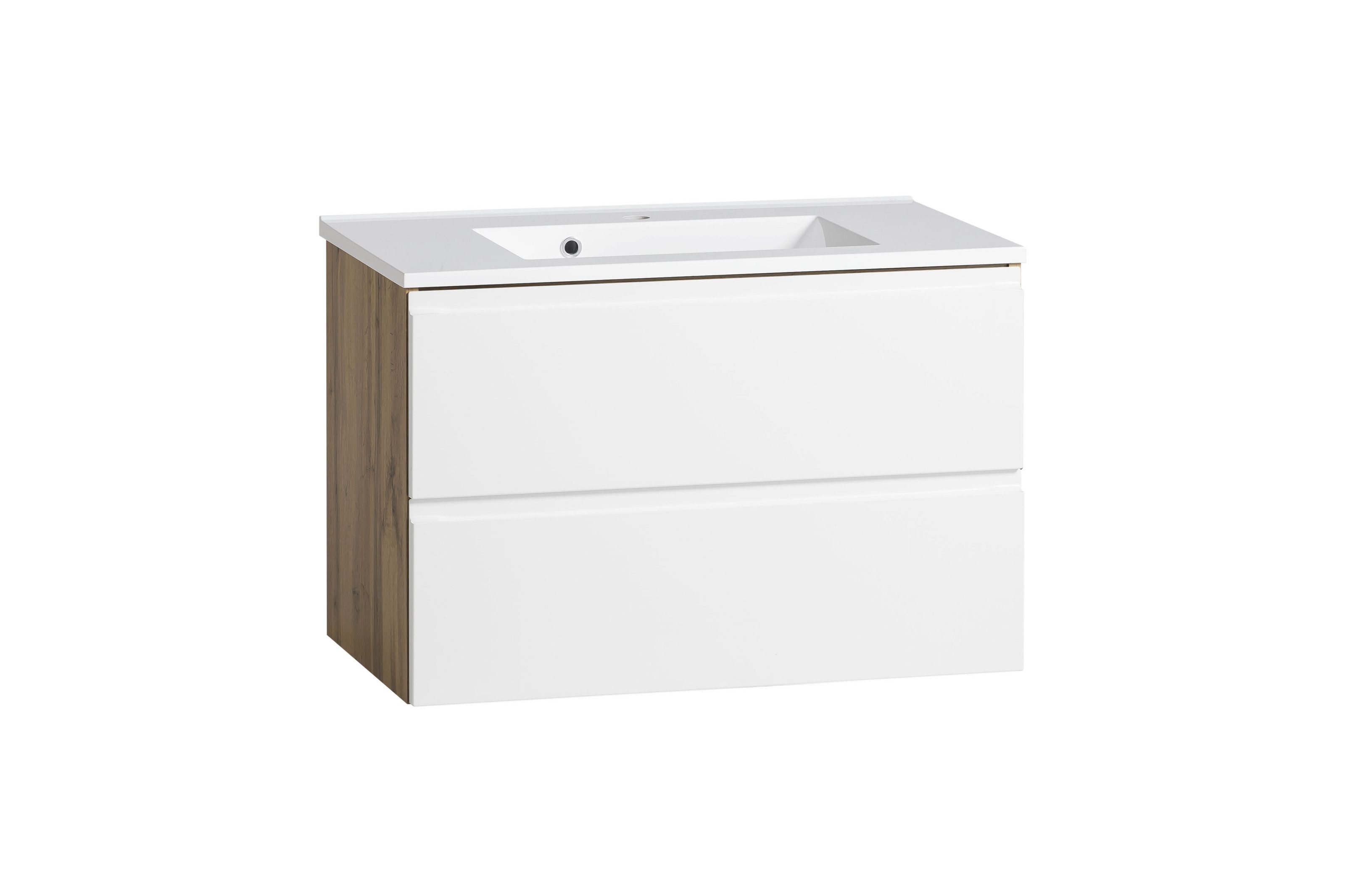 HELD MÖBEL Waschtisch in weiß, Wotaneiche, MDF - 80x56x47cm (BxHxT)