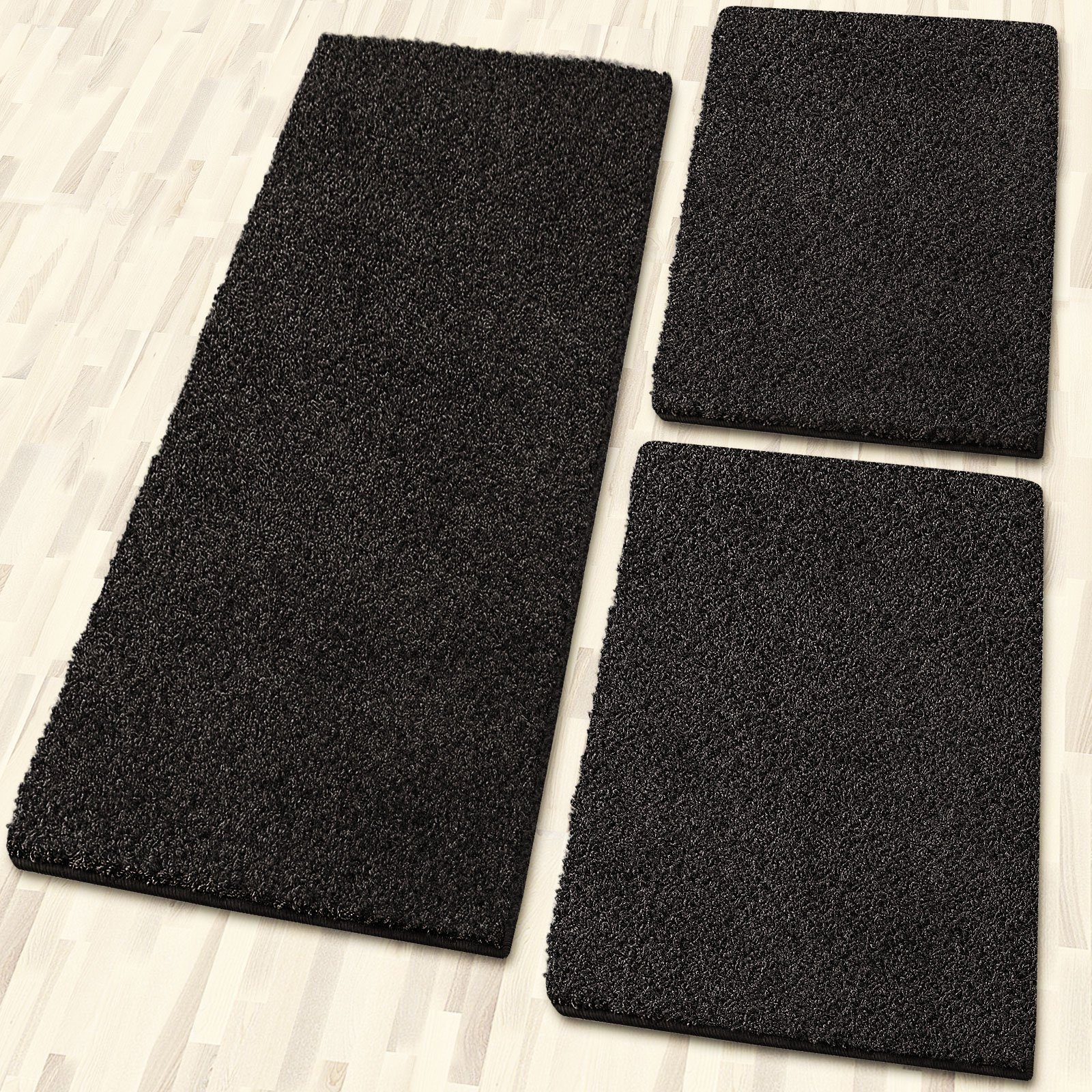 casa pura Hochflor-Bettumrandung Sphinx, 11 Farben, Teppichläufer, ideal im Schlafzimmer, Höhe 9 mm, (3-tlg), Shaggy – Bild 5 von 5