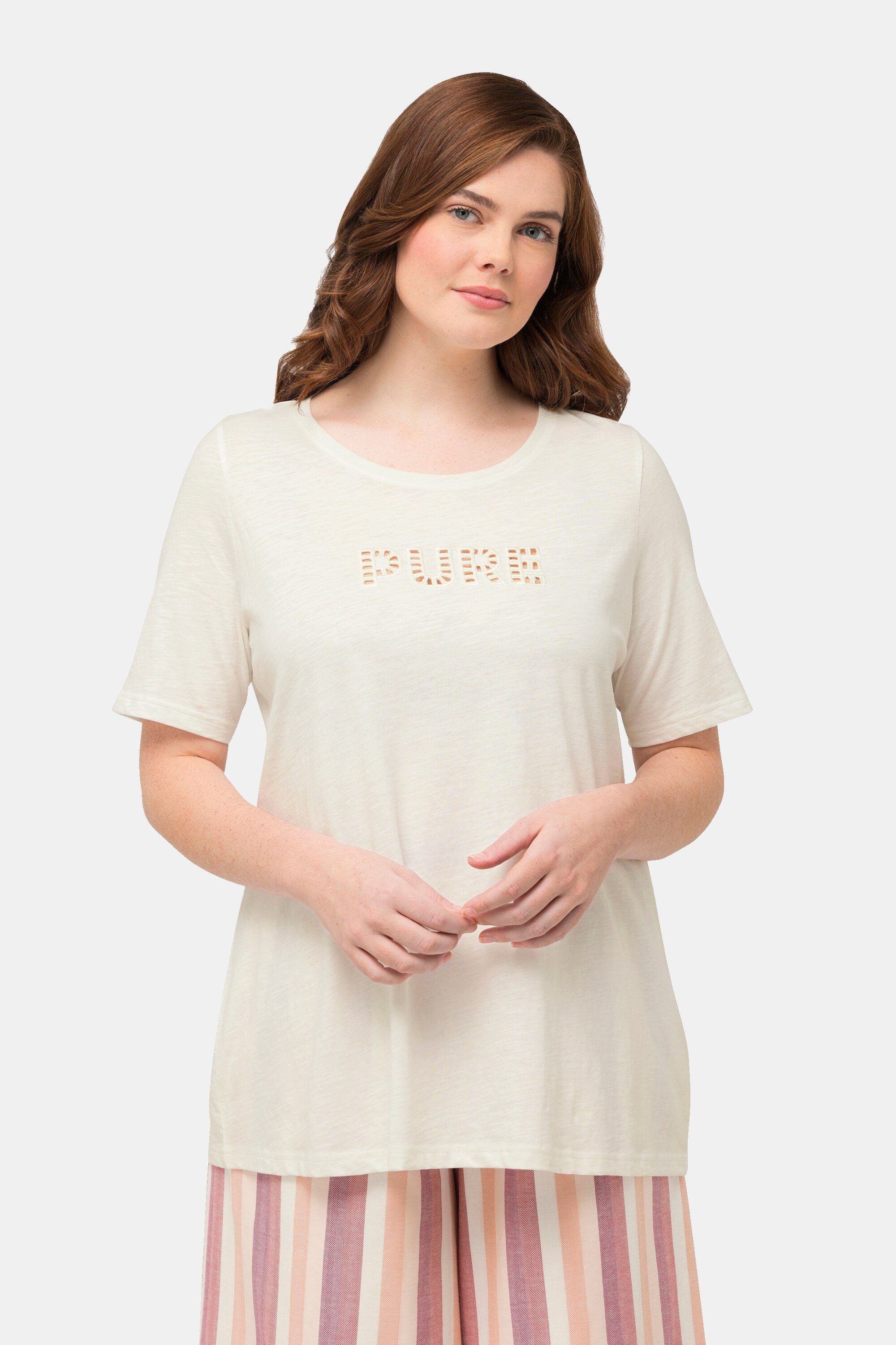 Ulla Popken T-Shirt T-Shirt PURE-Stickerei Rundhals günstig online kaufen