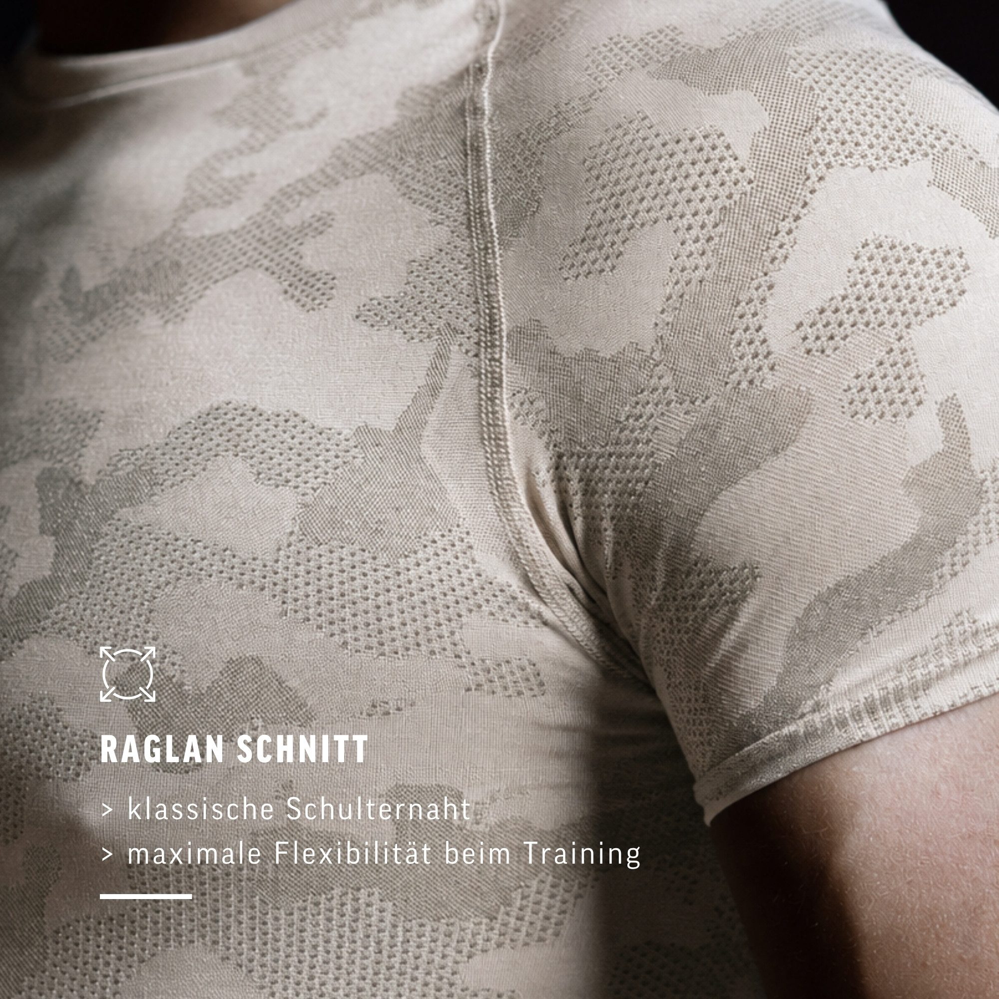 Smilodox T-Shirt Varek Herren, Compressionshirt, Shaped Fit, Camouflage, Gymwear Compression Fit, Seamless, atmungsaktiv, Body Mapping, Stretch – Bild 5 von 5