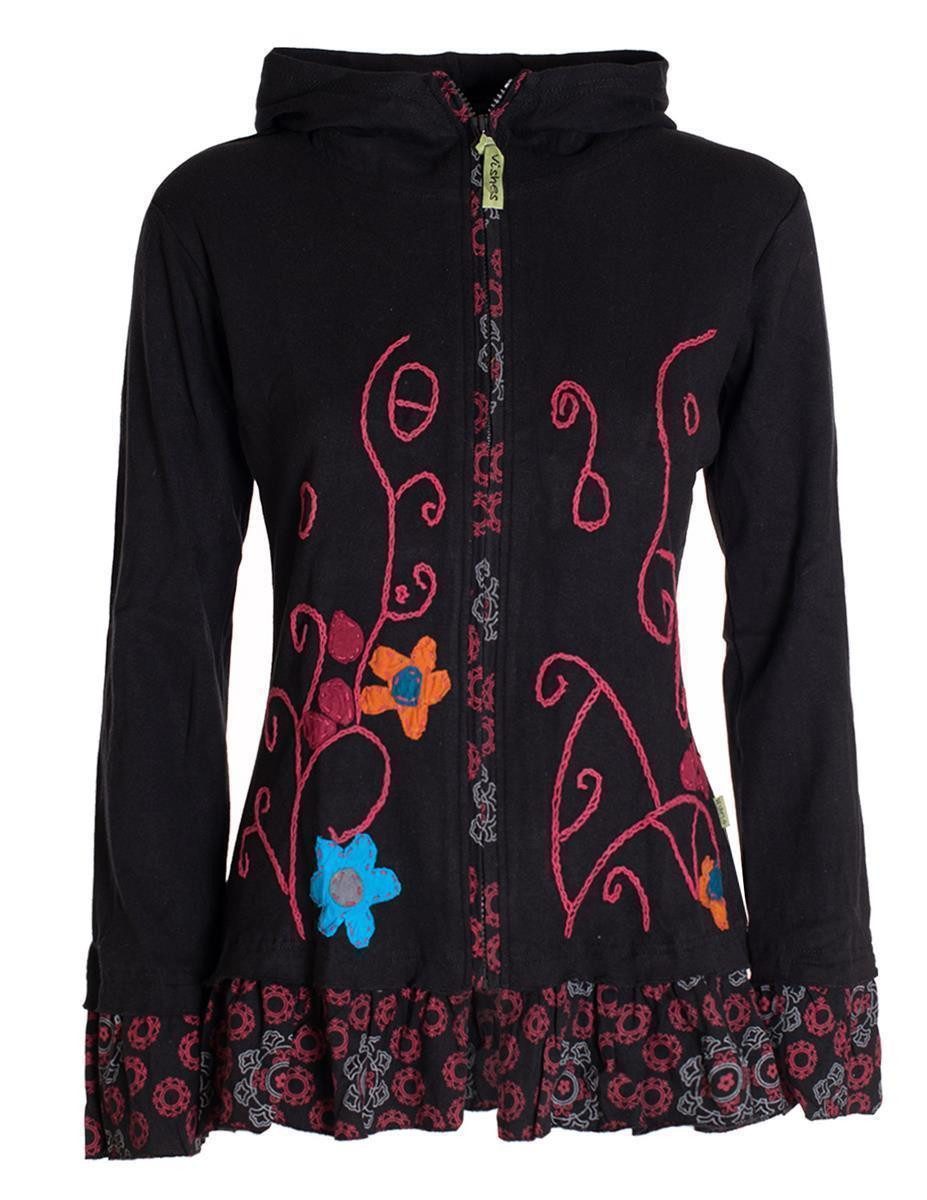 Vishes Kapuzensweatjacke Damen Sommerjacke Blumen-Strickjacke Elfenjacke günstig online kaufen