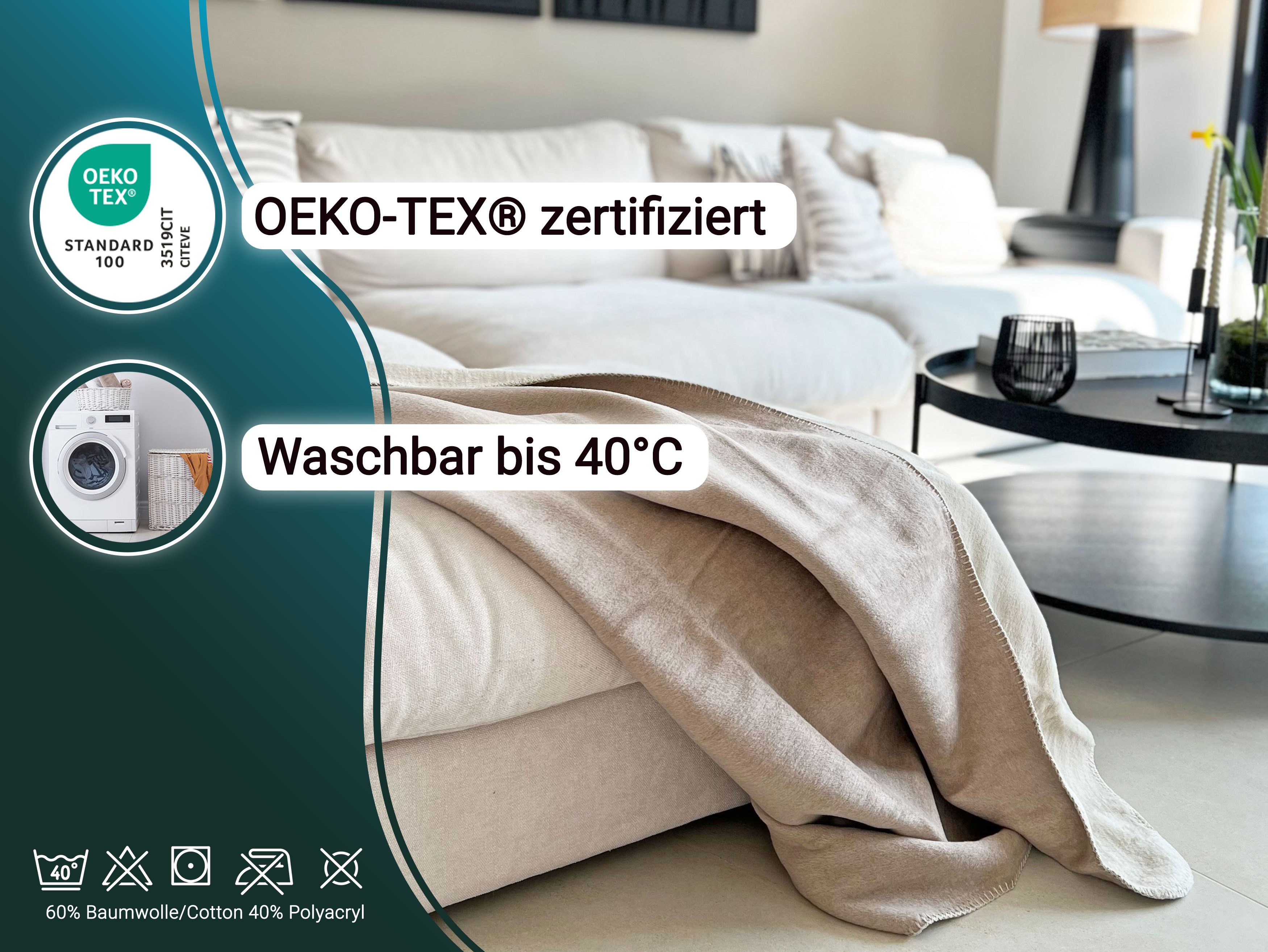 Wohndecke, ZOLLNER, Wendeoptik, 150 x 200 günstig online kaufen
