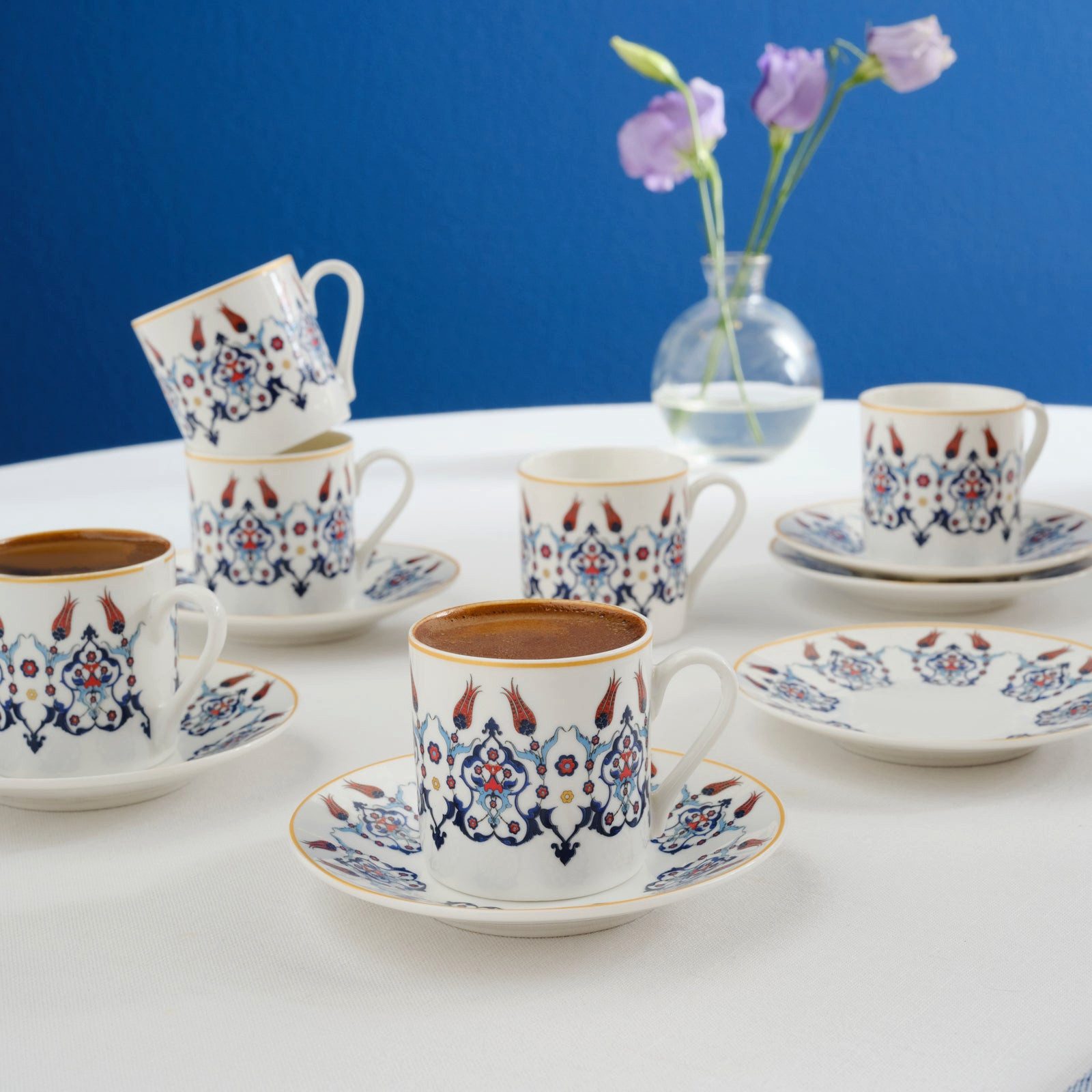 Karaca Kaffeeservice Karaca Haliç Kaffetassen Mokkatasse Set für 6 Personen, 80 ml