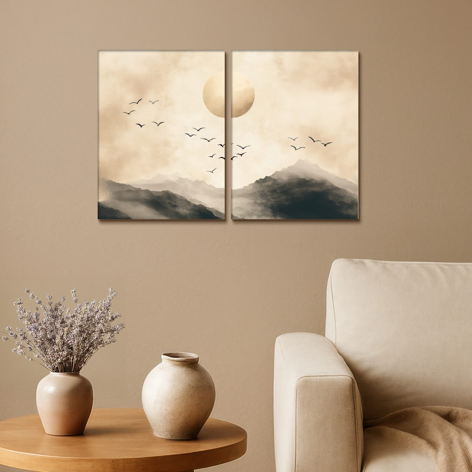 MuchoWow Leinwandbild Landschaft - Japandi - günstig online kaufen