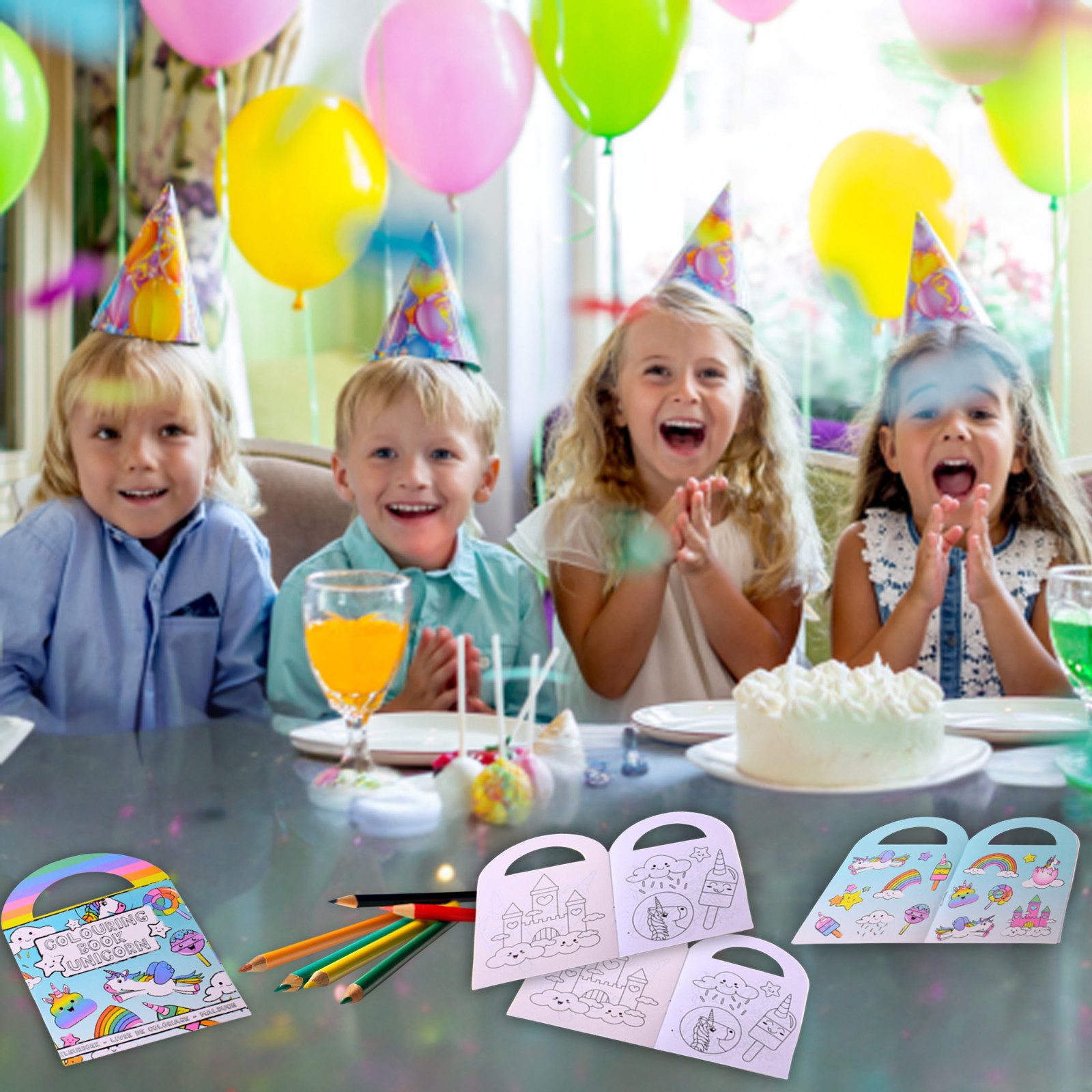 TE-Trend Stickerbuch 12 Stück Einhorn Motiv Malheft Ausmalheft Set im Kleinformat, mit 15 Stickern – Bild 4 von 5
