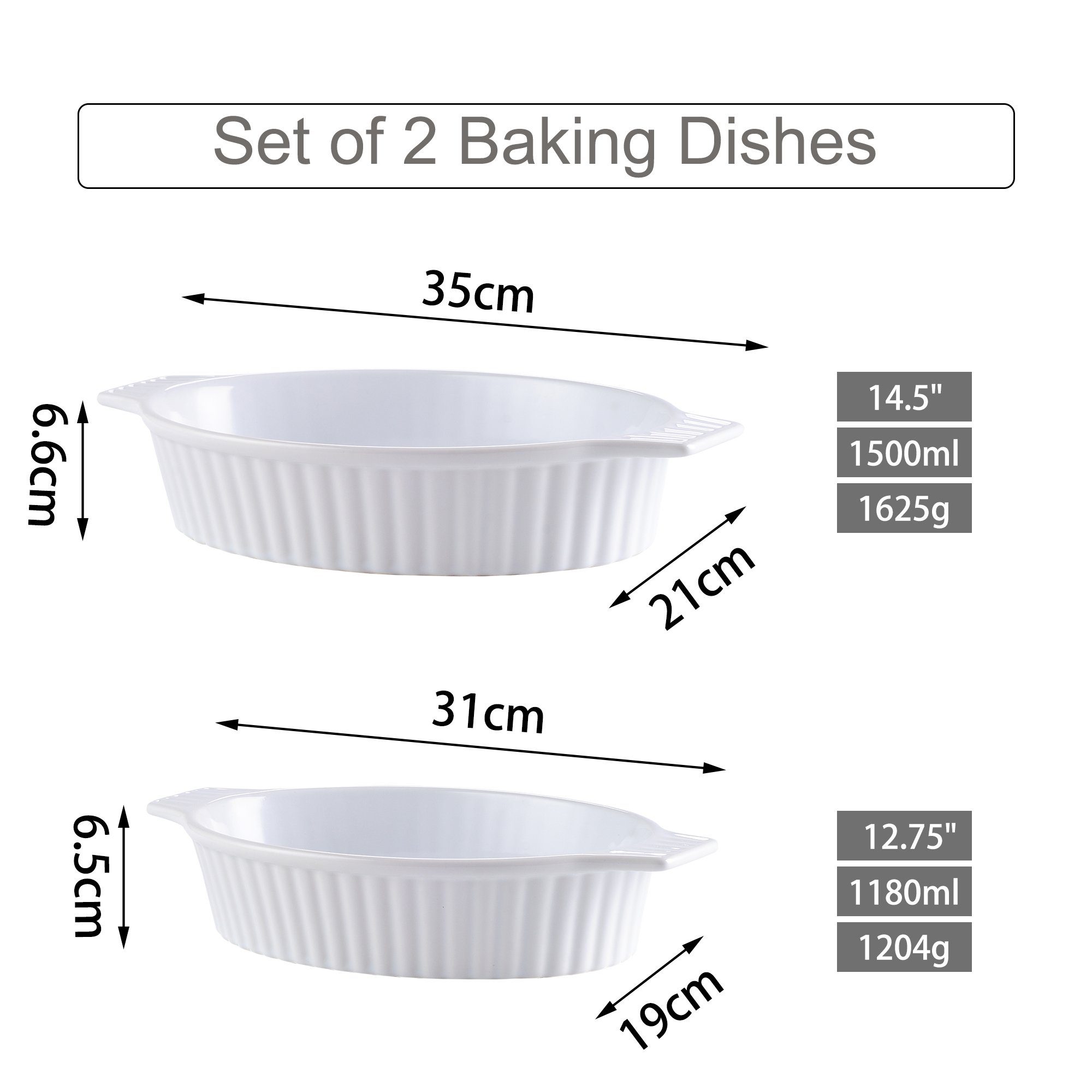 Bake.Bake, (2-tlg), Weiß Backform MALACASA mikrowellengeeignet