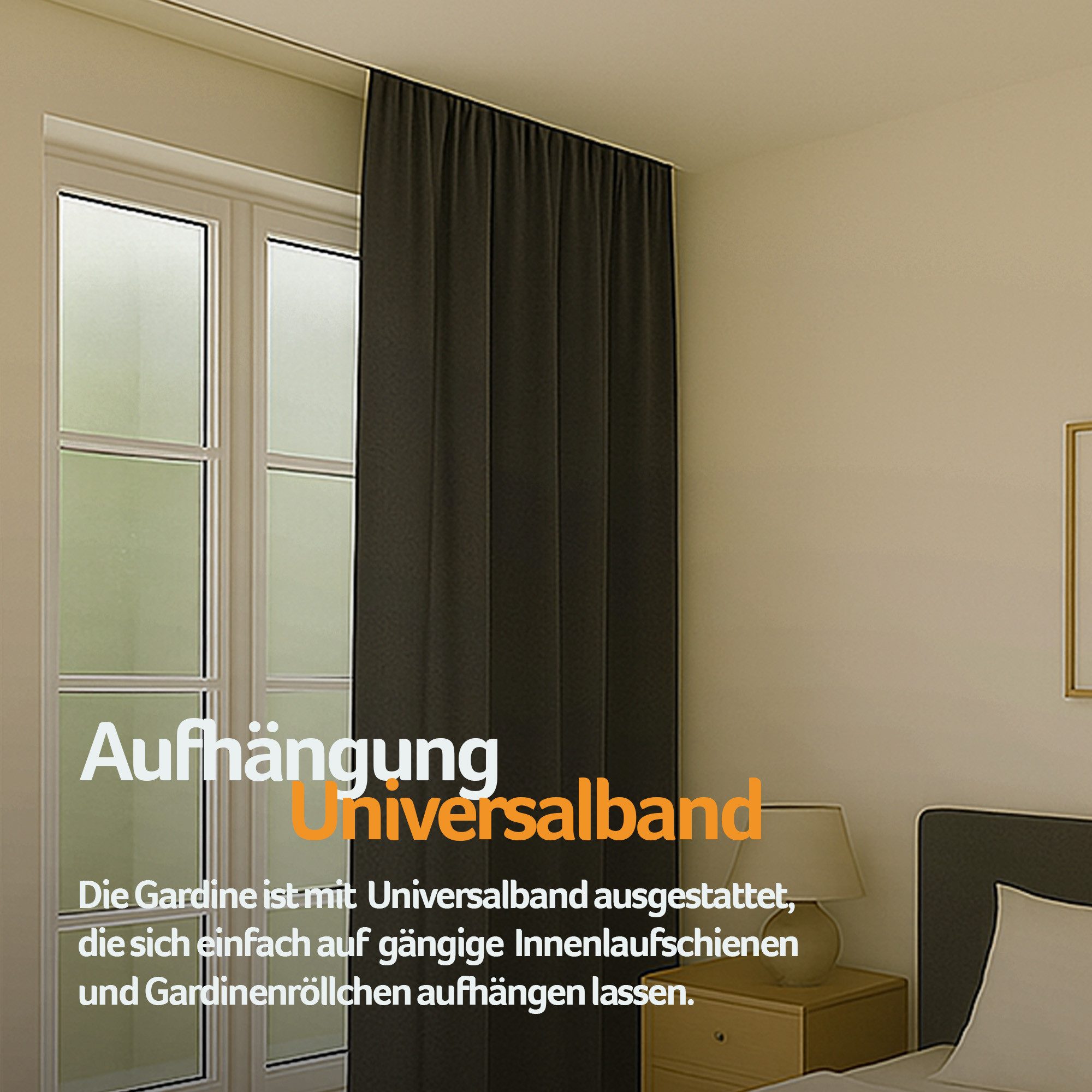 Bestlivings Vorhang "Ellen" mit Universalband (1 St), Kräuselband, blickdicht, Mikrofaser satinähnlich, einfarbig, waschbar bei 30°C, meist bügelfrei – Bild 3 von 5