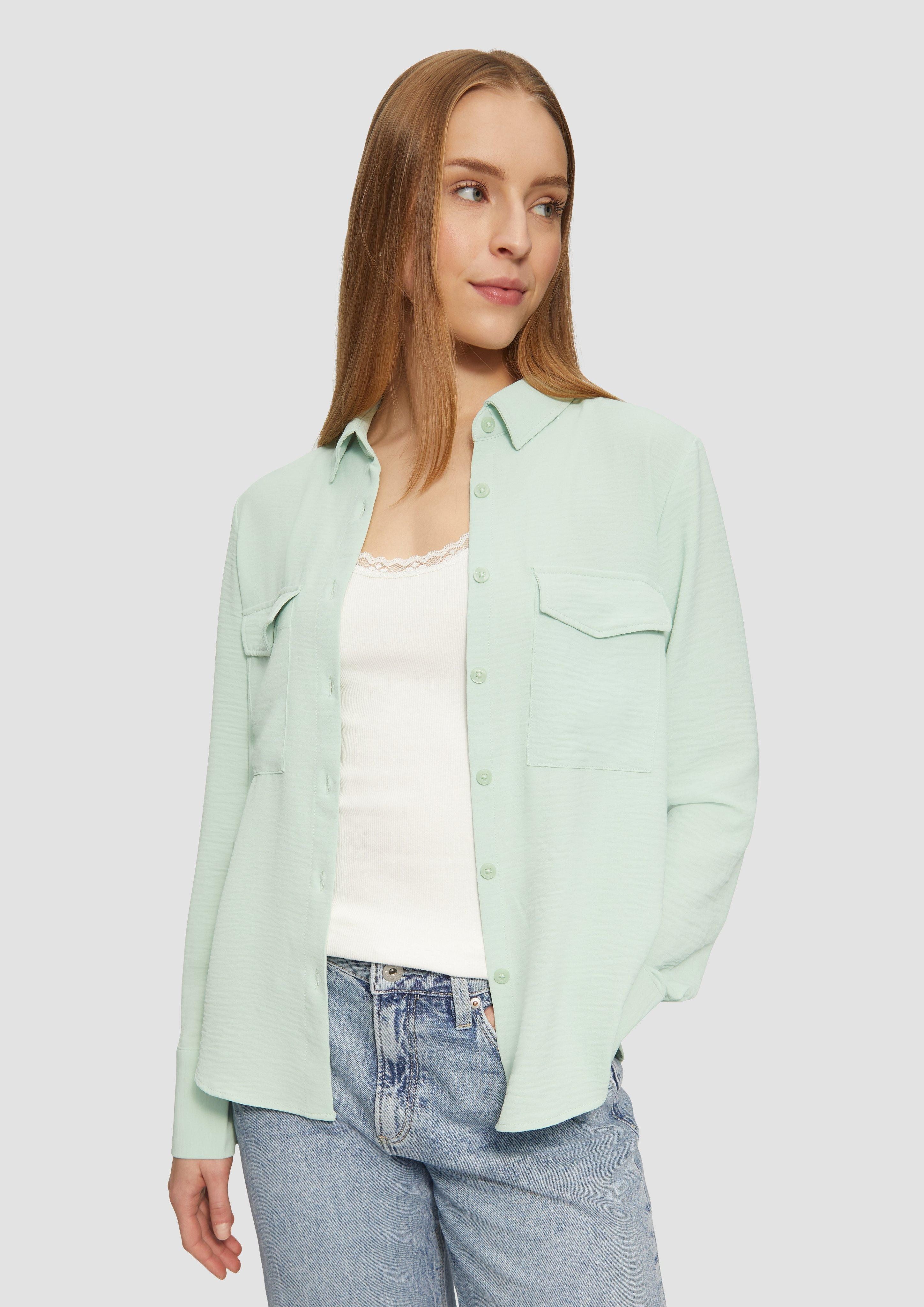 QS Langarmbluse Lässige Hemdbluse mit aufgesetzten günstig online kaufen