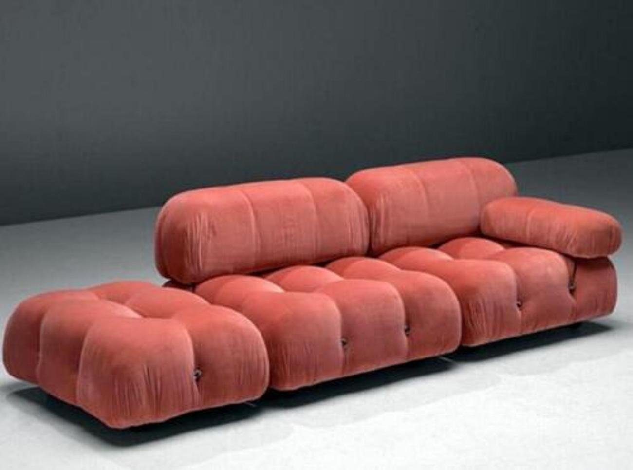 JVmoebel 3-Sitzer, Sofa 3 Sitzer Polstersofa Rosa Textill Sitz Design Couch Sofas