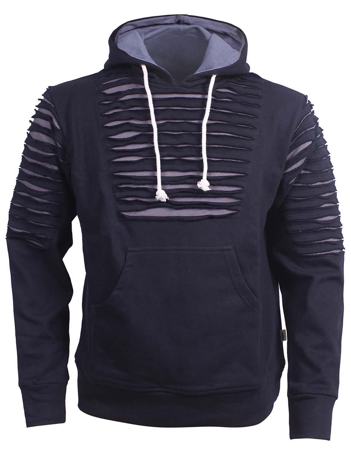 Sweatshirt Hoodie Kapuzenpullover Cutout Risse Destroyed Jersey Baumwolle