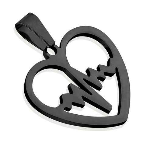 BUNGSA Herzanhänger Anhänger Herzschlag Silber aus Edelstahl Unisex (1-tlg), Pendant Halsketten
