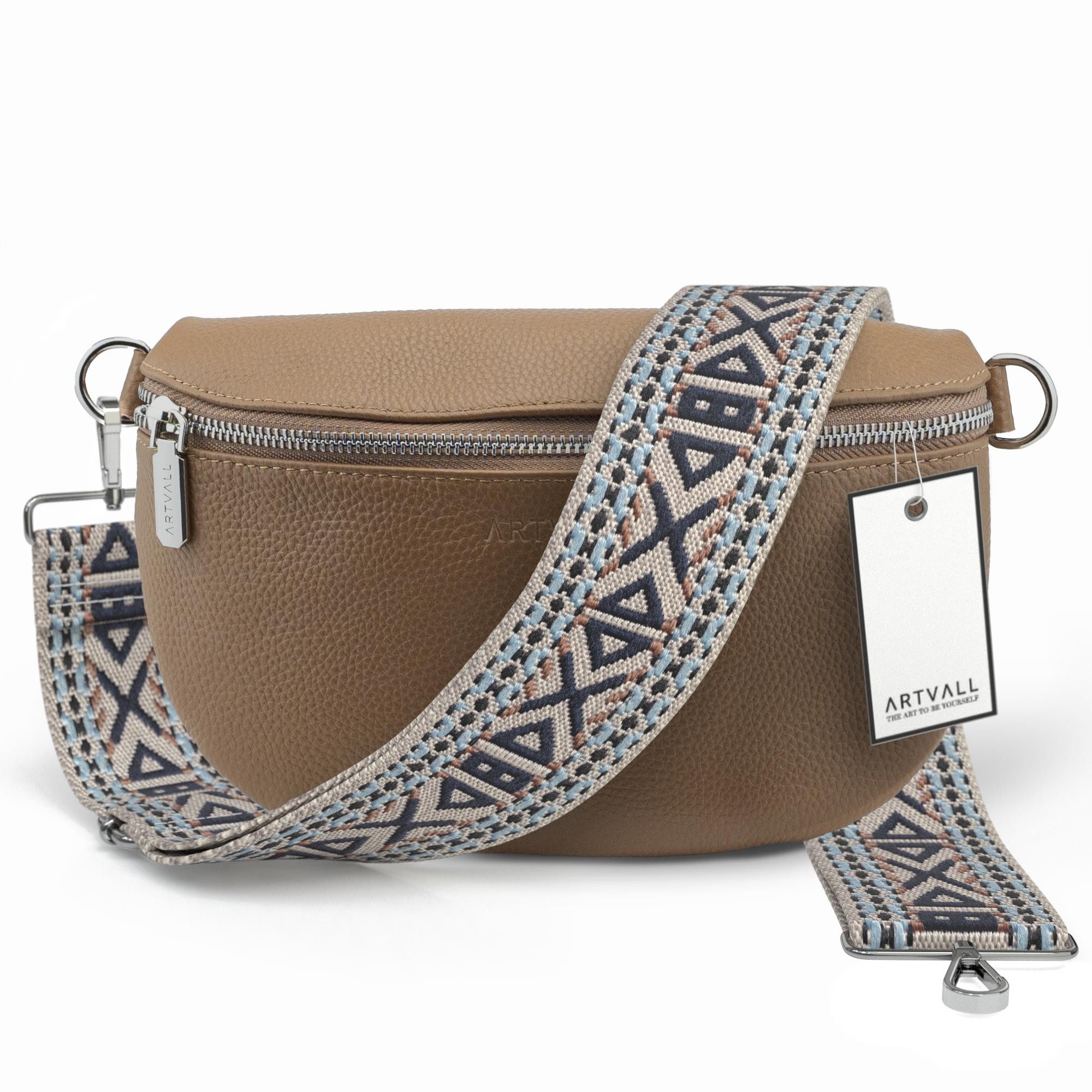 Umhängetasche Echtleder Handtasche Damen Brusttasche Hellbraun