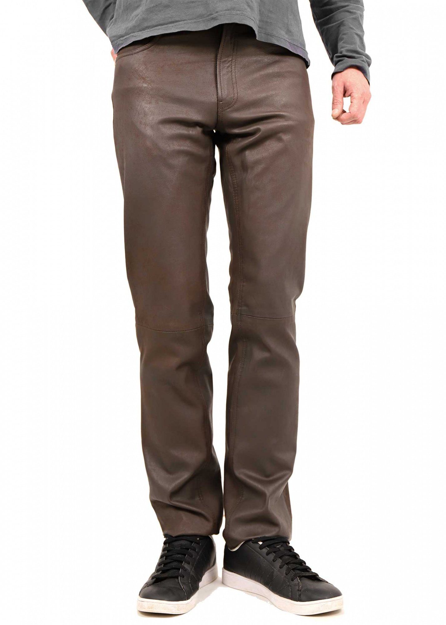 Maddox Lederhose MADDOX - Herren Lederhose Lammnubuk schoko
