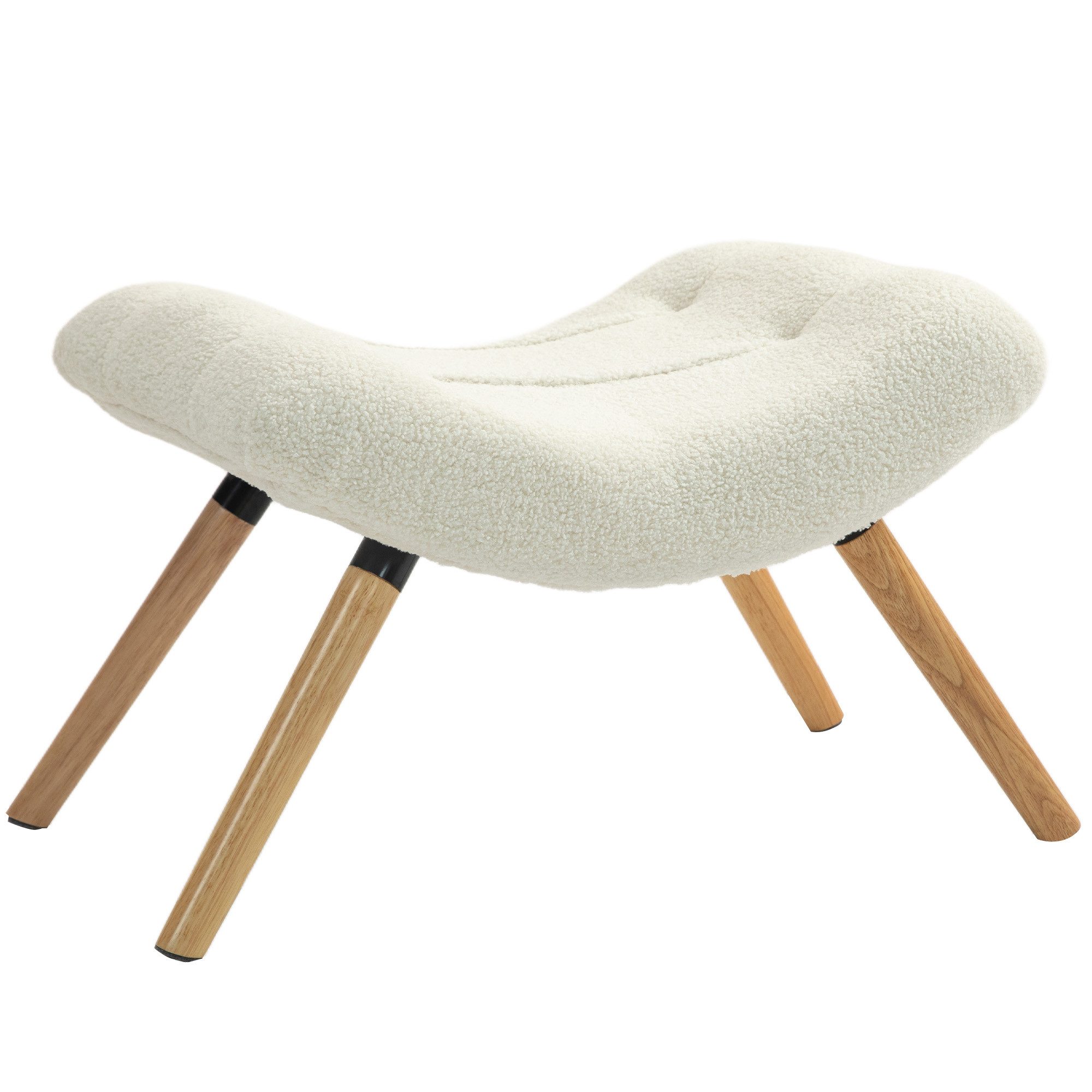 HOMCOM Fußhocker Hocker mit weichem Sitzkissen mit Berberfleece-Stoff Ottoman (Sitzhocker, 1 St., Polsterhocker), für Wohnzimmer, Schlafzimmer, 67 x 45 x 38 cm, – Bild 2 von 5