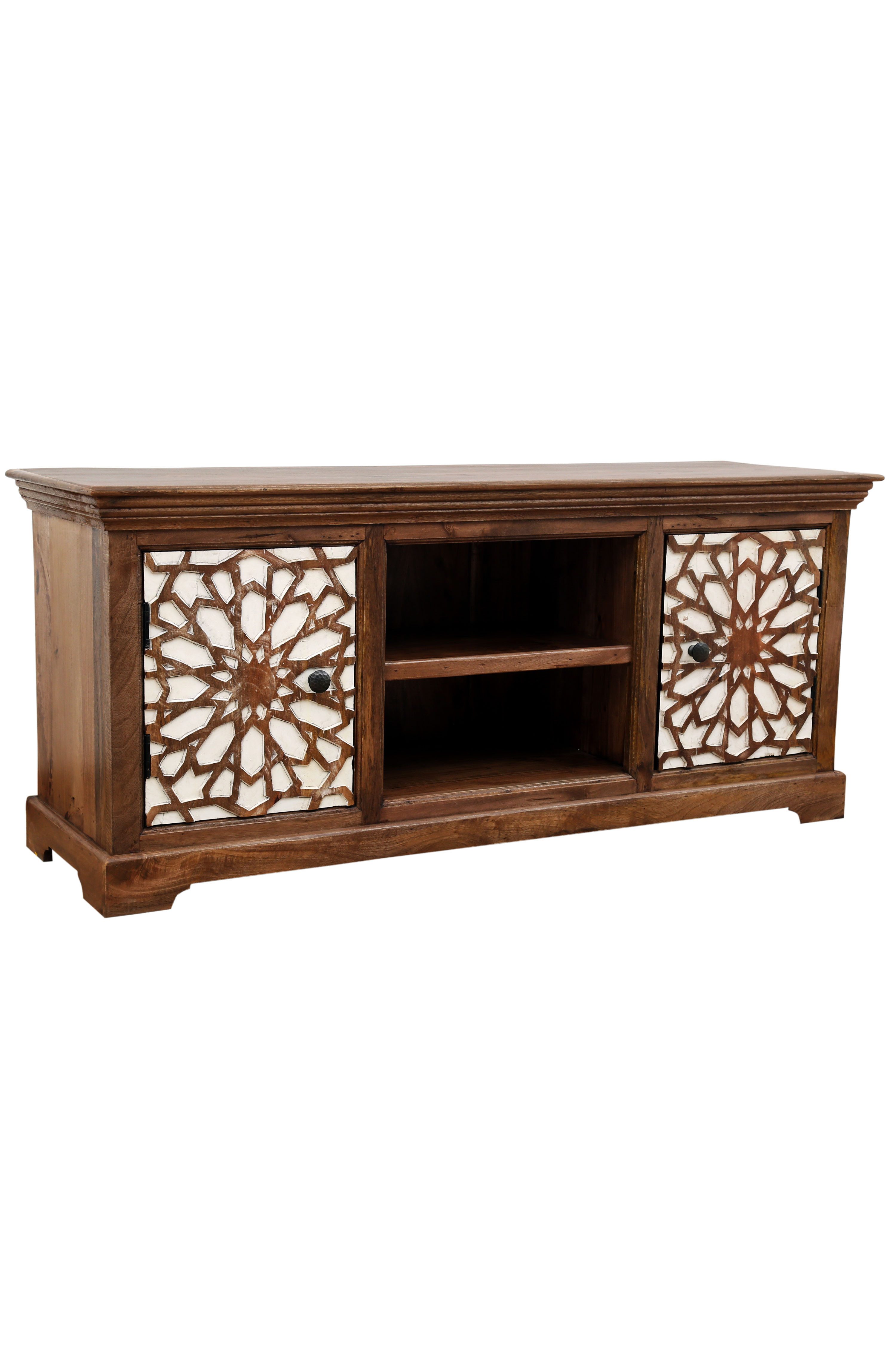 Marrakesch Orient & Mediterran Interior Lowboard Marokkanische Deko Fernsehschrank TV Hifi Schrank Rabat 150cm (1 St), Handarbeit