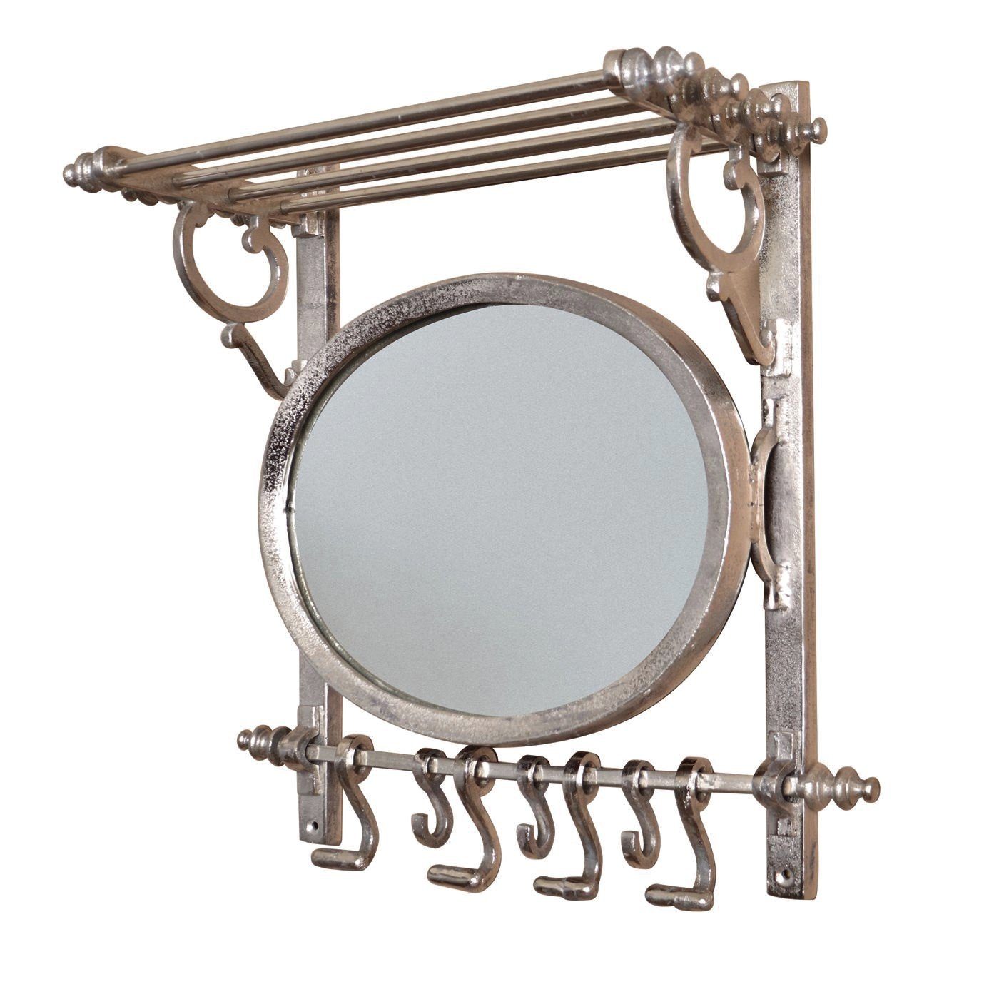 Garderobe aus Metall in Antikweiß mit einem Spiegel und Haken 