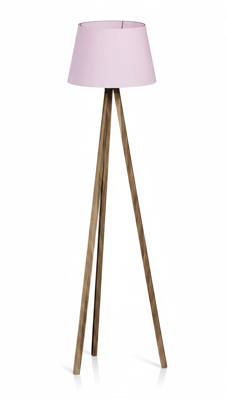 JVmoebel Stehlampe Elegante rosa Holz Stehlampe im romantischen Stil, Ohne Leuchtmittel, Rosa, Made in Europe