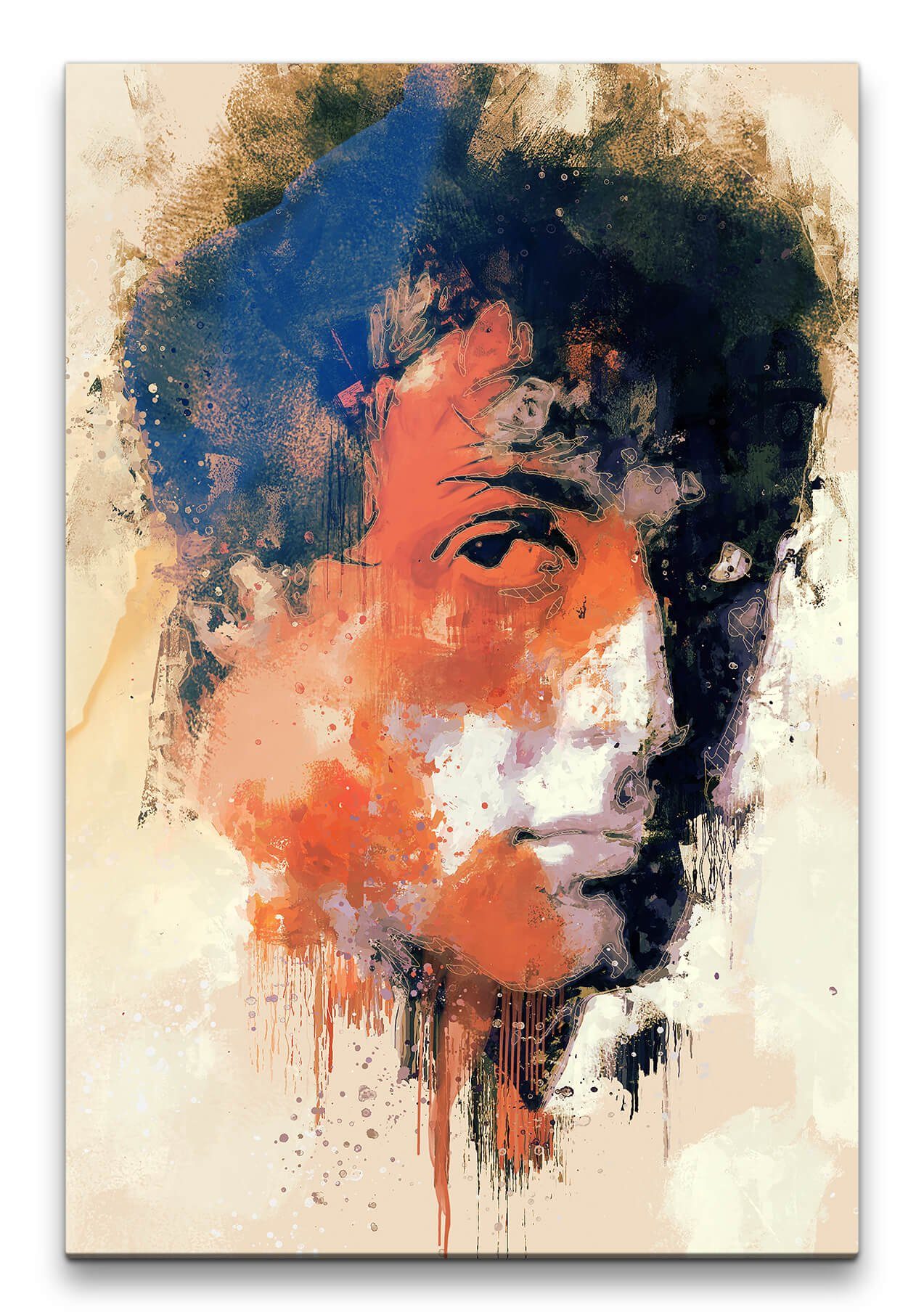 Sinus Art Leinwandbild Sylvester Stallone Rocky Balboa Porträt Abstrakt Kunst Actionheld 60x90cm Leinwandbild