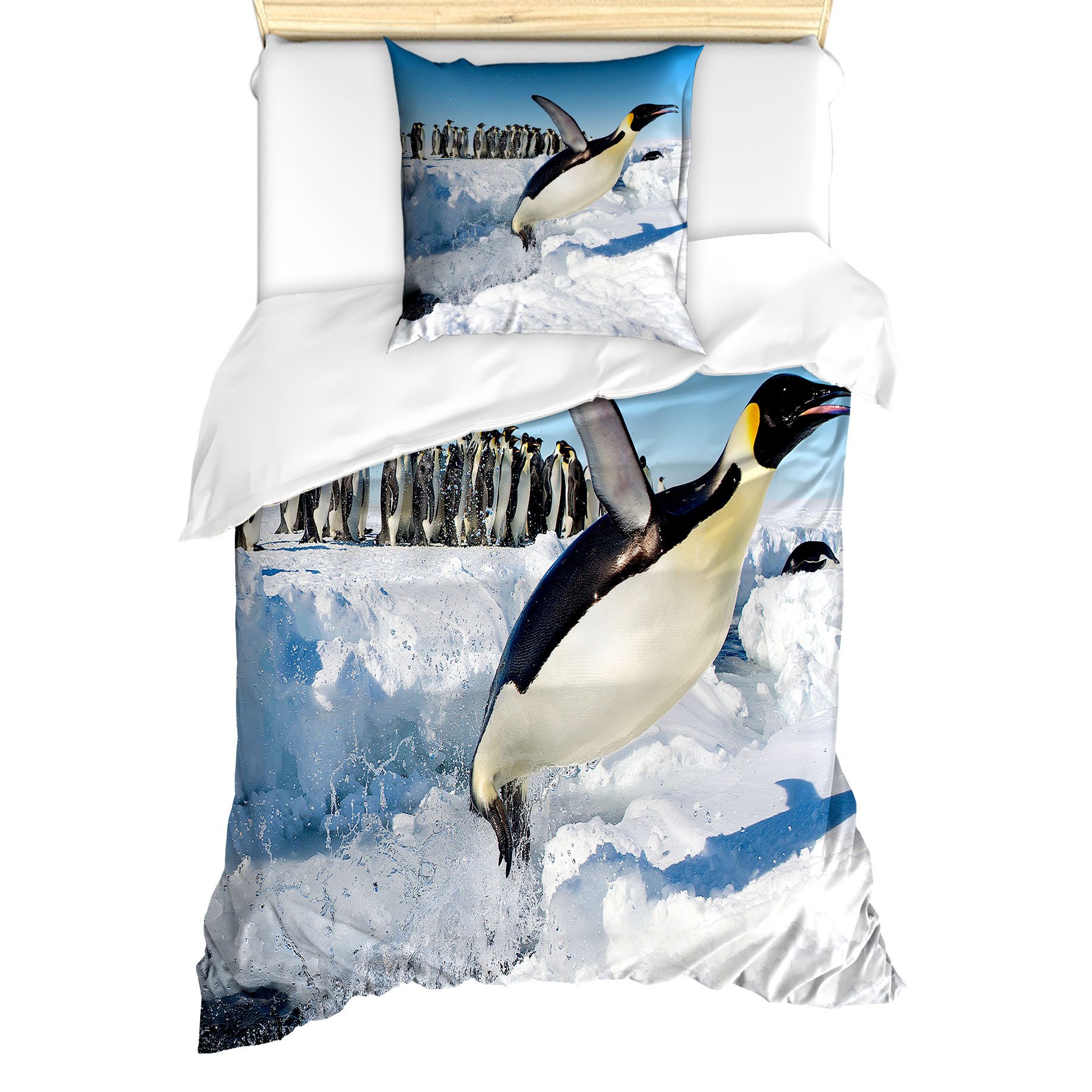 Abakuhaus Bettwäsche Milbensicher Allergiker geeignet mit Kissenbezug, Microfaser, Pinguin Detaillierte Arctic Foto