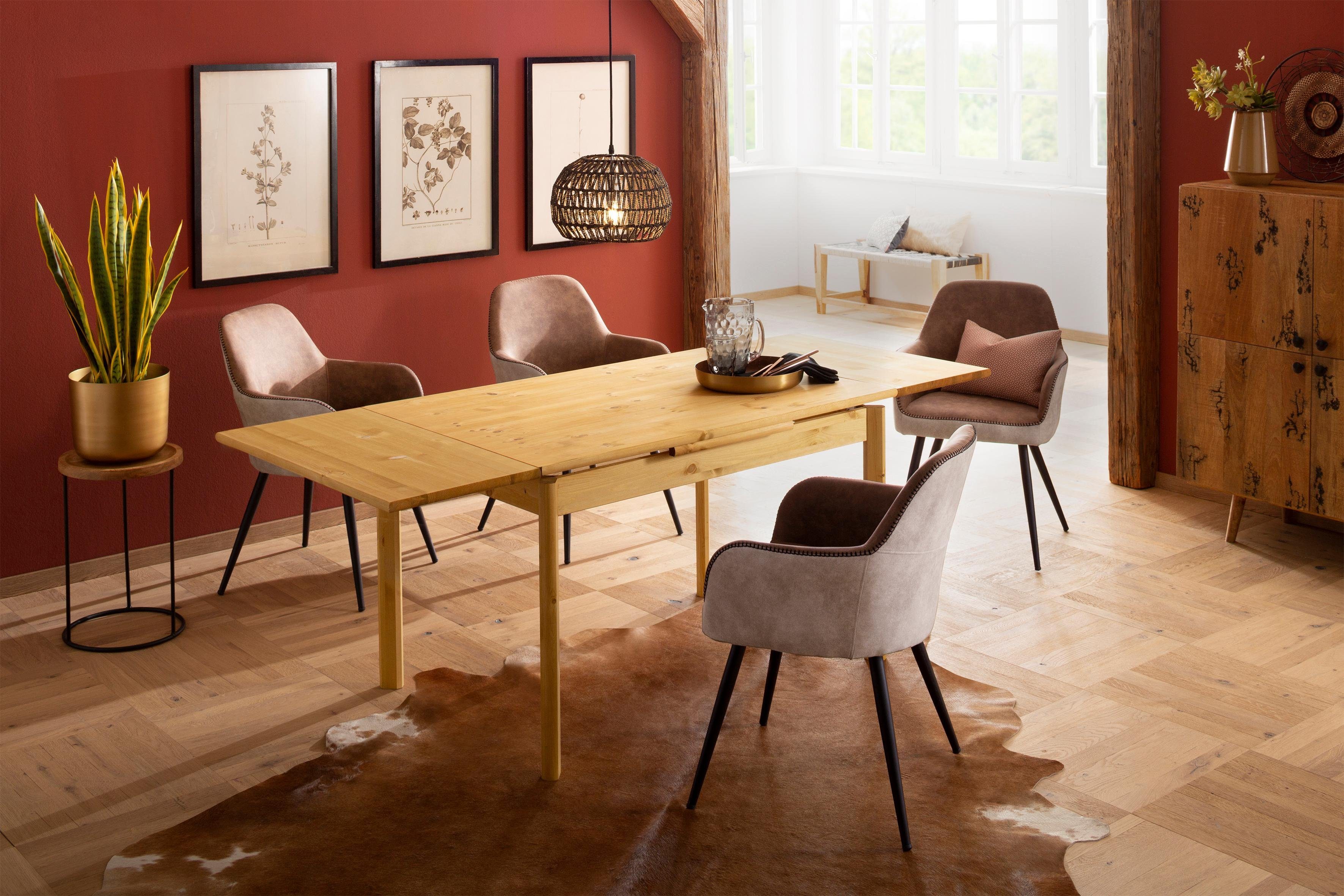 OTTO home Esstisch Tirza, Tisch, Speisetisch, aus massiver Kiefer, FSC® zertifiziert, mit Auszugsfunktion