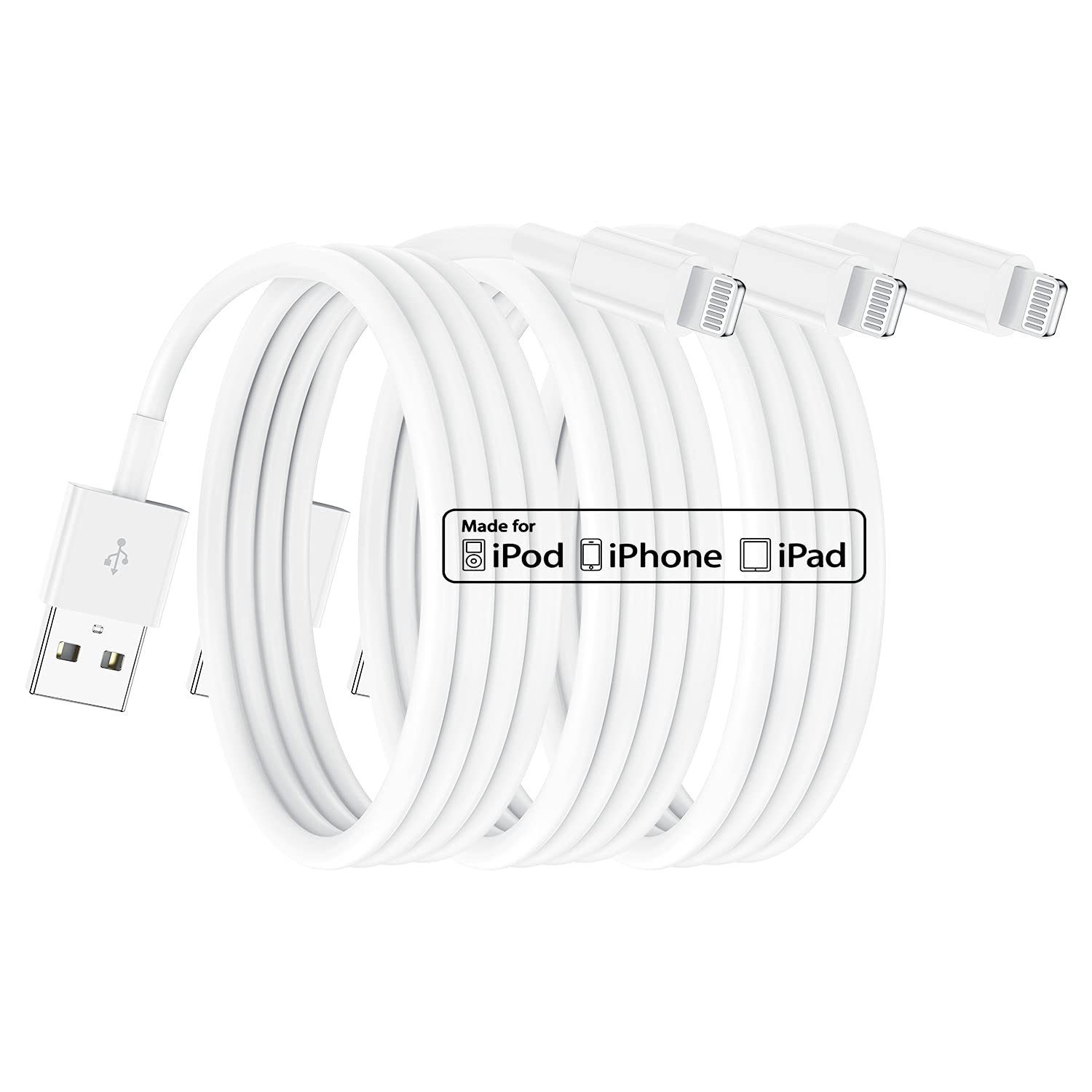 Cyoo 3er Schnellladen USB Lightning Kabel für Apple iPhone 14 Pro Max 3 m  Smartphone-Kabel, USB Typ A, Lightning, iPhone Ladekabel, Airpods Pro,  Airpods 3 Airpods 1 & 2 iPads, iPods und