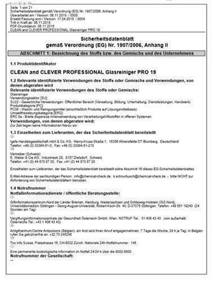 Thumbnail - Igefa Handelsgesellschaft mbH&Co.KG PRO 19 500ml Glasreiniger Sprühflasche + Glasschaber Glasreiniger (Stück, [2-St. 500...