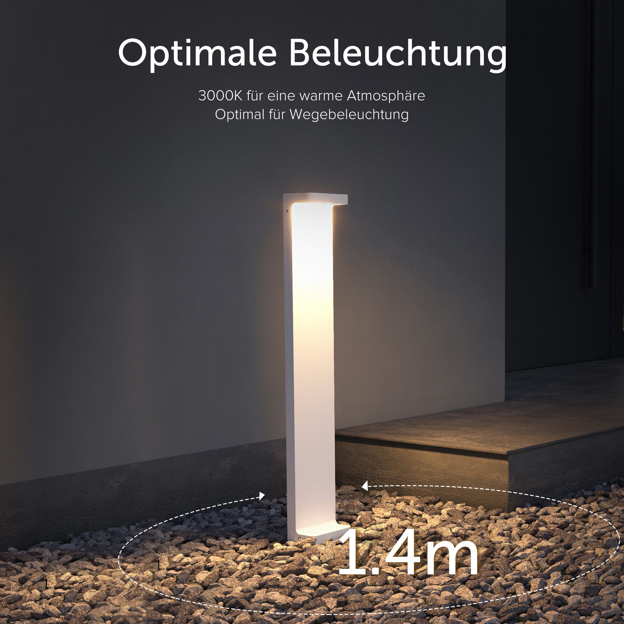 doporro LED Stehlampe Außenleuchte Außenlampe Gartenlampe Gartenleuchte Wegeleuchte, Warmweiß, Mit moderner COB-LED-Technologie; Glasabdeckungen