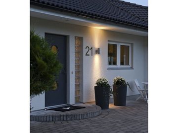 KONSTSMIDE LED Außen-Wandleuchte, LED wechselbar, warmweiß, Fassadenbeleuchtung Up Down, Haus-wand beleuchten, Grau H: 19,5cm