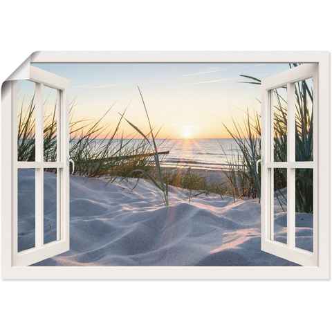 Artland Wandbild Ostseestrand durchs Fenster, Meer Bilder (1 St), als Alubild, Outdoorbild, Leinwandbild, Poster, Wandaufkleber