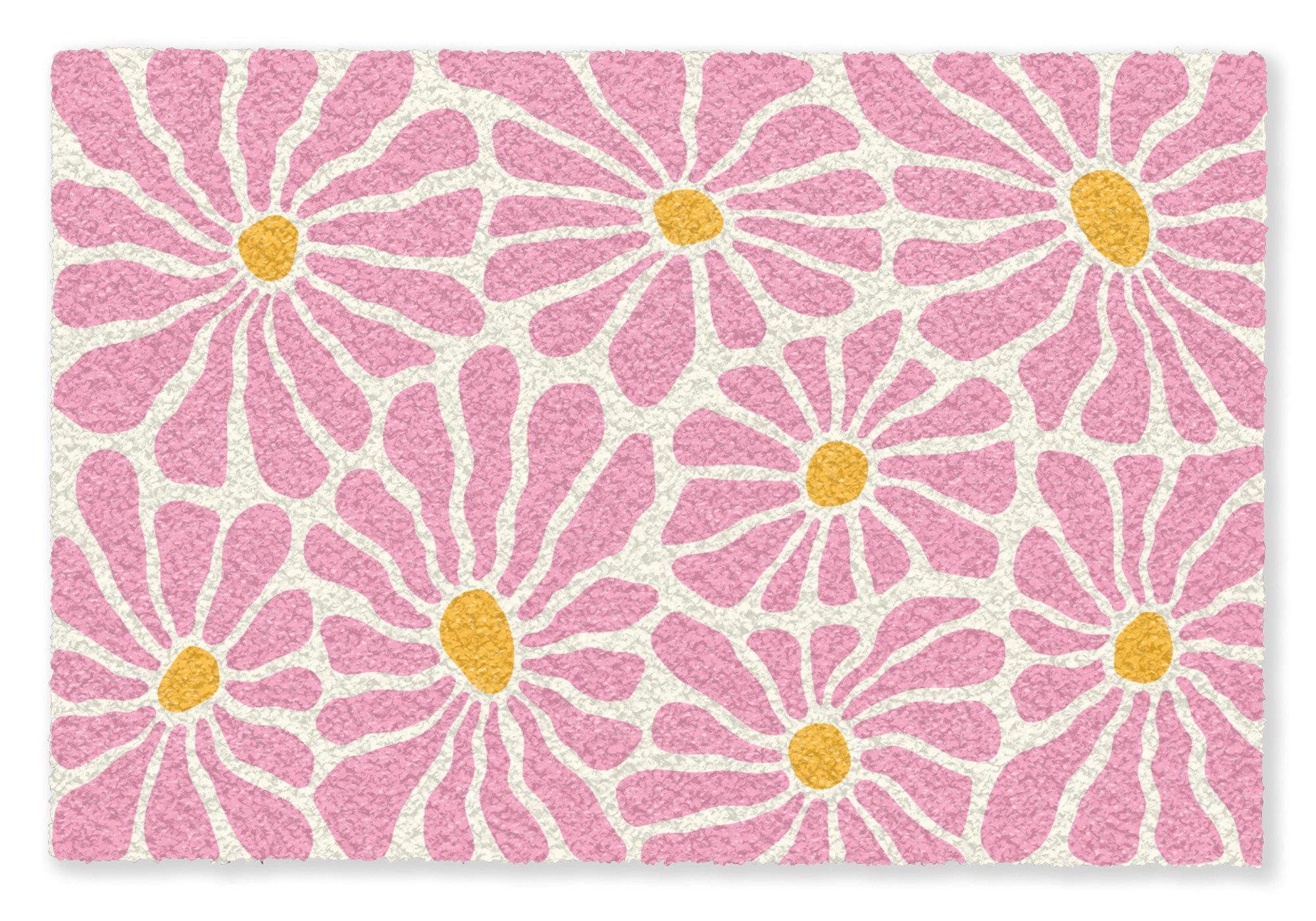 MuchoWow Fußmatte Blumen - Muster - Rosa - Beige - Orange, Rechteckig, innen Schmutzfangmatte, Tür, Schmutzfänger Flur, Teppich, 60x40 cm
