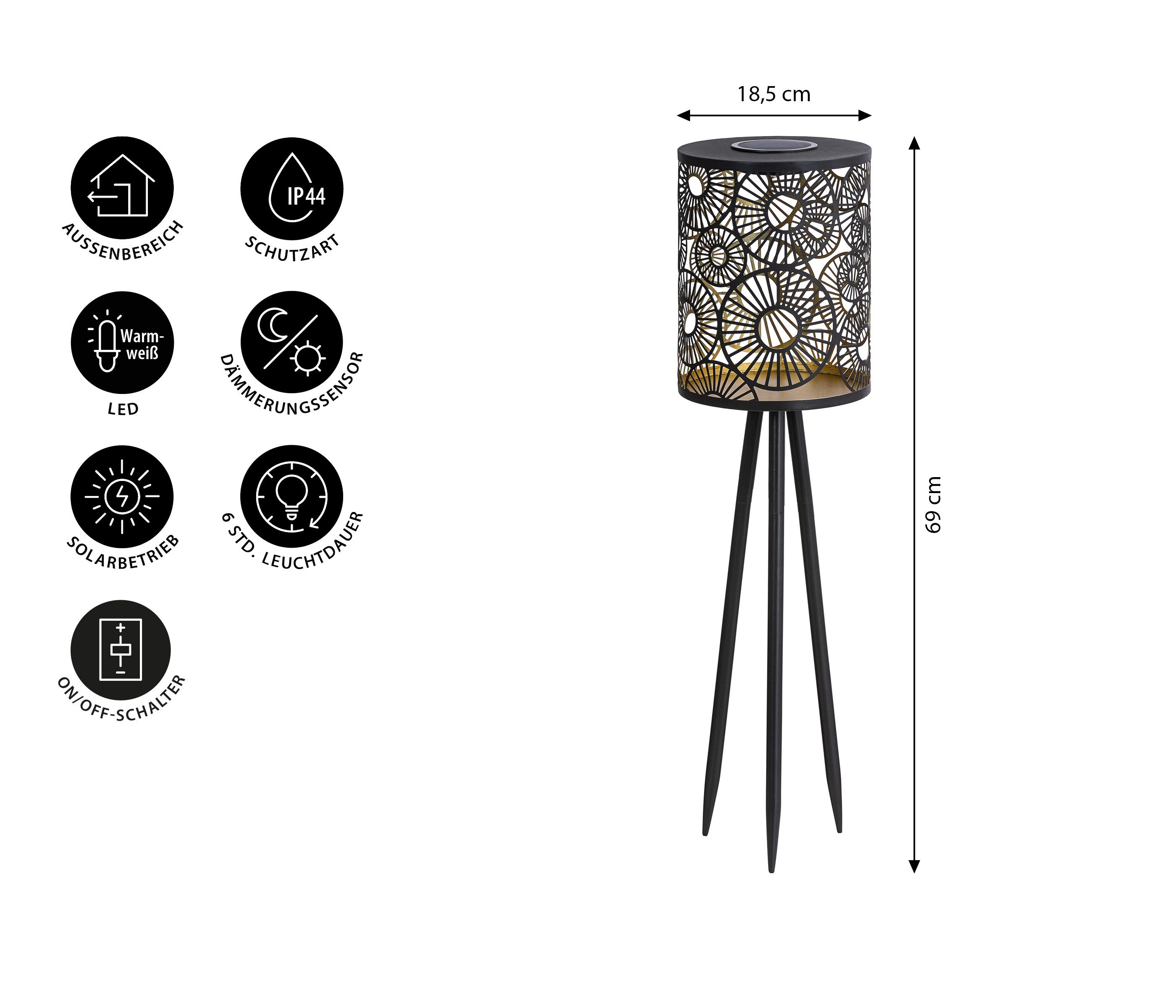 Dehner LED Solarleuchte Solar-Laterne Rabat, Lichtfarbe warmweiß, verschied günstig online kaufen