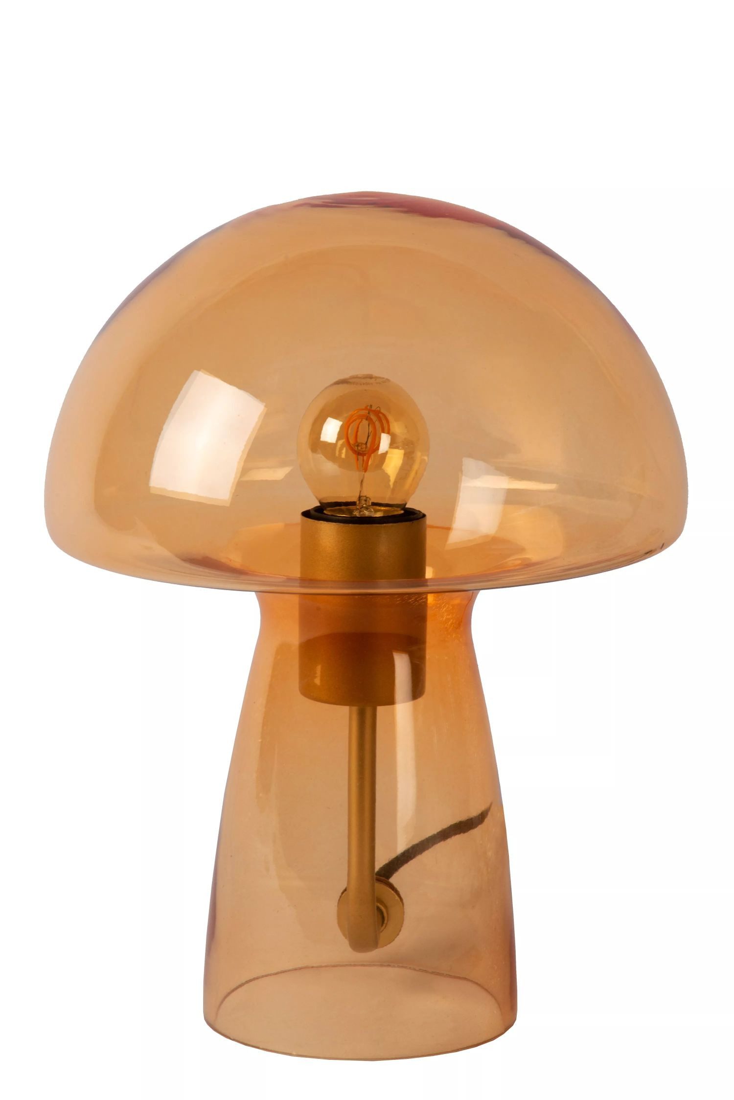 Licht-Erlebnisse Nachttischlampe TORIN, ohne Leuchtmittel, Glas E27 rund Ø 23 cm 28 cm Orange Retro Nachttischleuchte