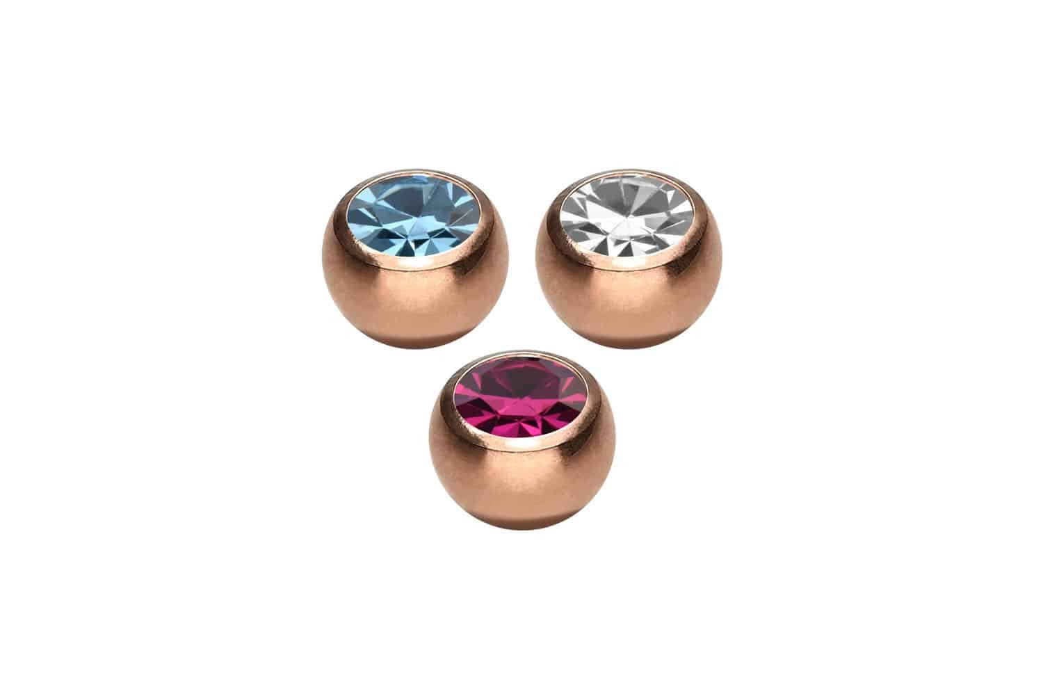 PIERCINGLINE Piercing-Set SET Chirurgenstahl Schraubkugel KRISTALL (Schraub-Aufsätze, 3er SET2 = 1,2 mm Gewinde)