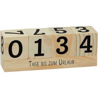CEPEWA Tischkalender Countdown Würfel, Natur, aus Kiefernholz, 16 x 6 x 4 cm, Unlackiert