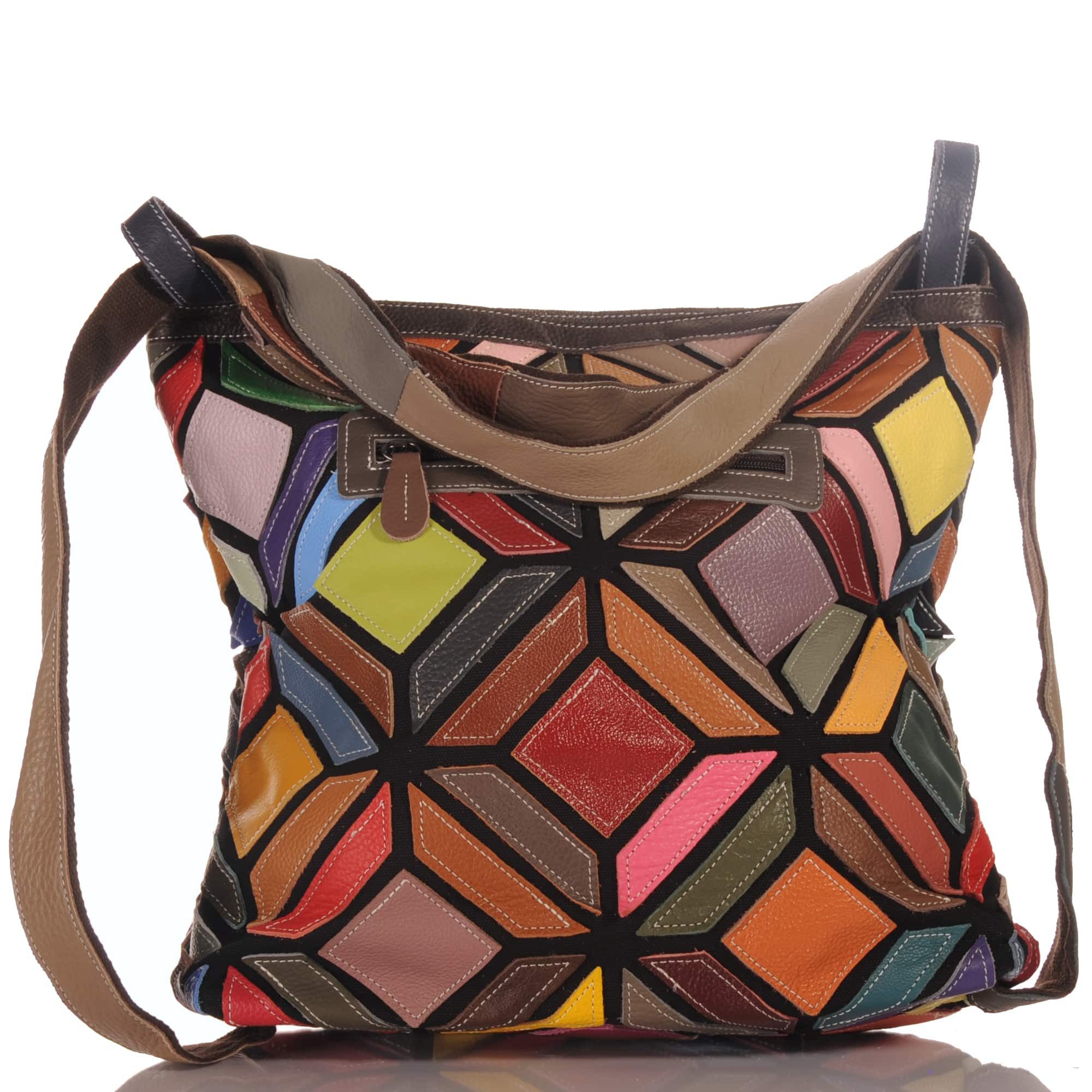 KMISSO Henkeltasche Damen Leder Patchwork Umhängetasche Shopper Schultertasche Rucksack 30 (1-tlg), im eleganten Look