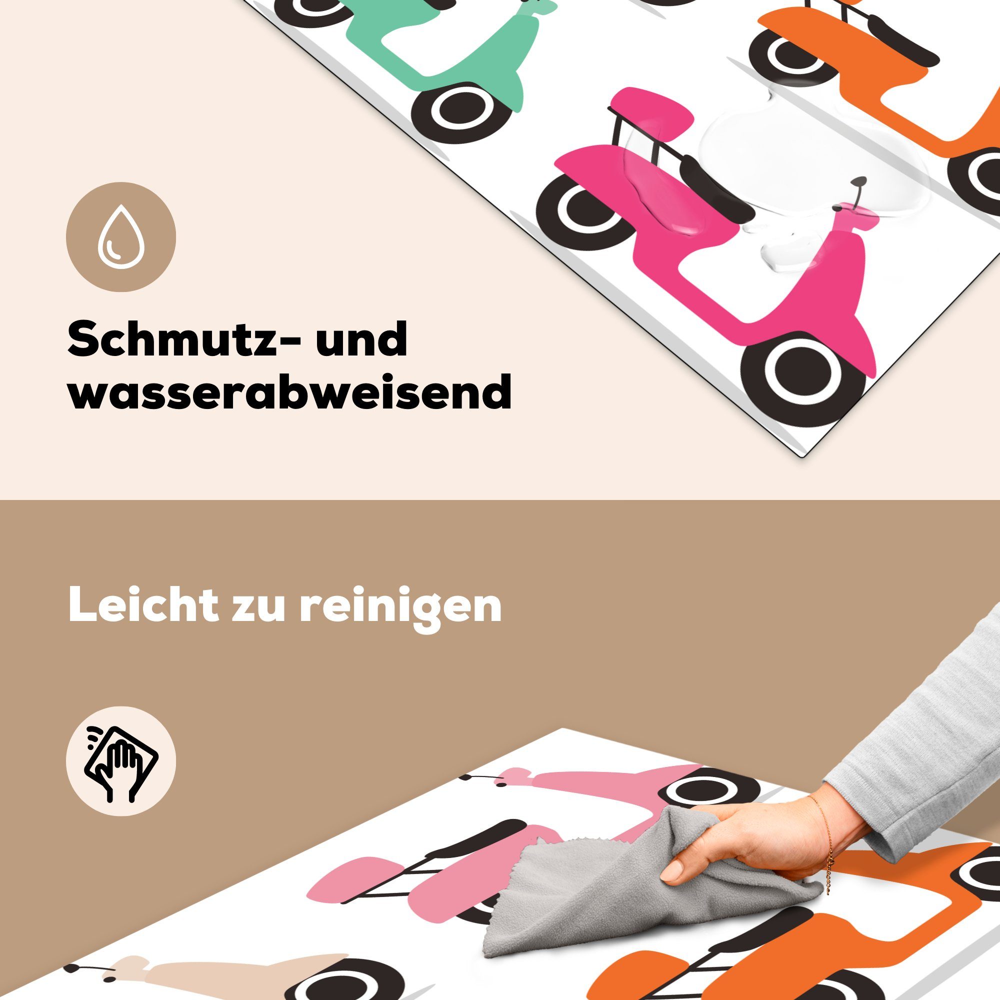 MuchoWow Herdblende-/Abdeckplatte Illustrationen von für 78x78 Vinyl, küche Motorrollern Ceranfeldabdeckung, verschiedenen cm, (1 tlg), Arbeitsplatte Farben, in