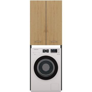Beautysofa Waschmaschinenumbauschrank Ivy DD (Weiß / Artisan / Sonoma, 64 cm breit Badezimmerschrank) Waschmachinenschrank, mit 4 Fächer
