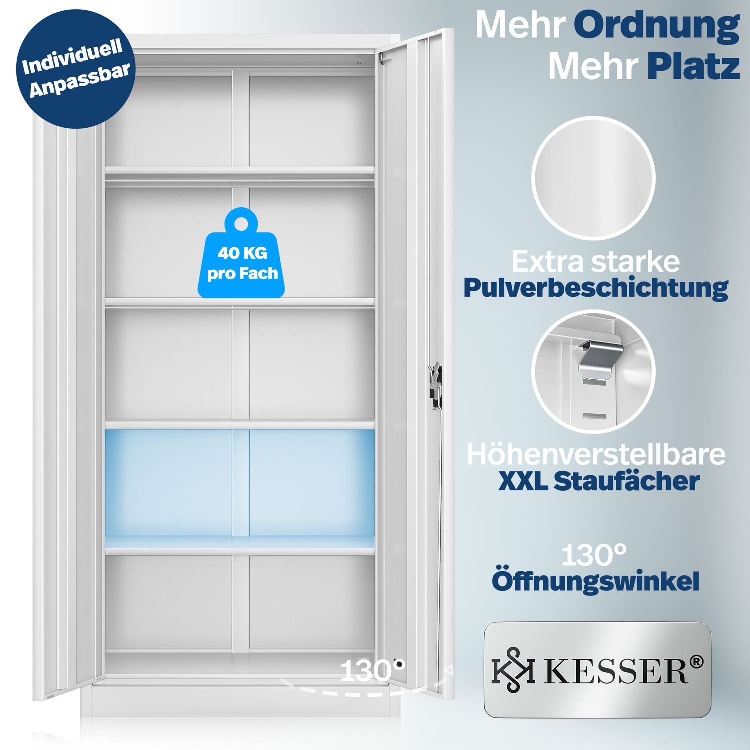 KESSER Aktenschrank Büroschrank aus Stahl 180x80x40 günstig online kaufen