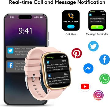Popglory Smartwatch (1,69 Zoll, Android, iOS), mit Blutdruckmessung Fitness Armbanduhr mit Pulsuhr Schlafmonitor IP67