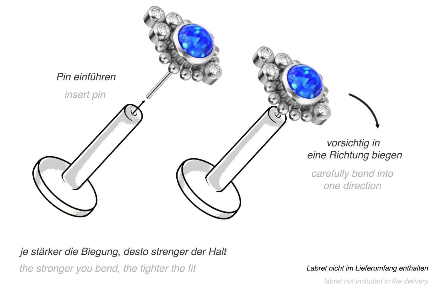 PIERCINGLINE Piercing-Set Titan Aufsatz mit Push günstig online kaufen