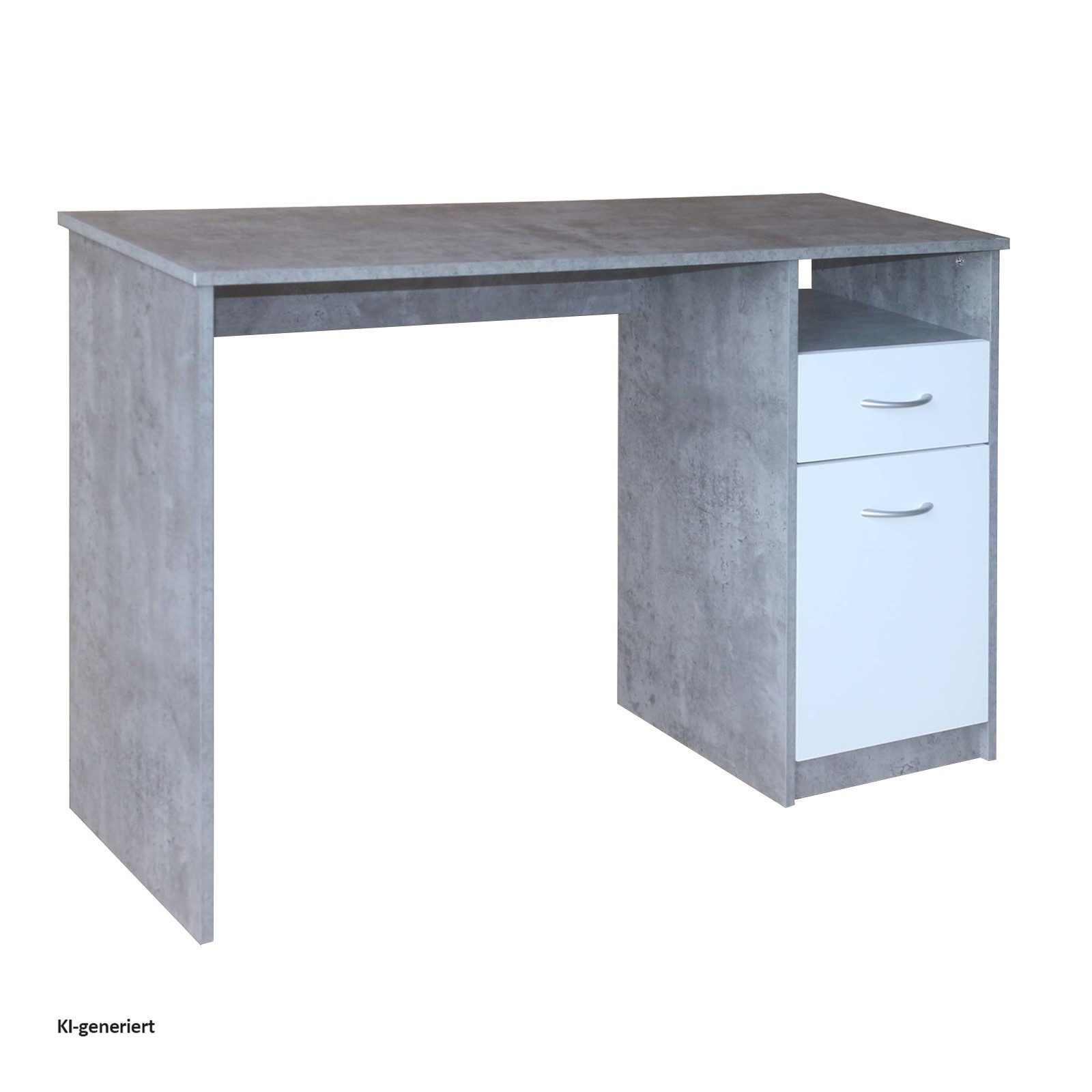 HTI-Living Regal-Schreibtisch Schreibtisch 120 x 76 cm Beton Weiß (Stück, 1-St., 1 Schreibtisch), Bürotisch Computertisch mit Stauraum